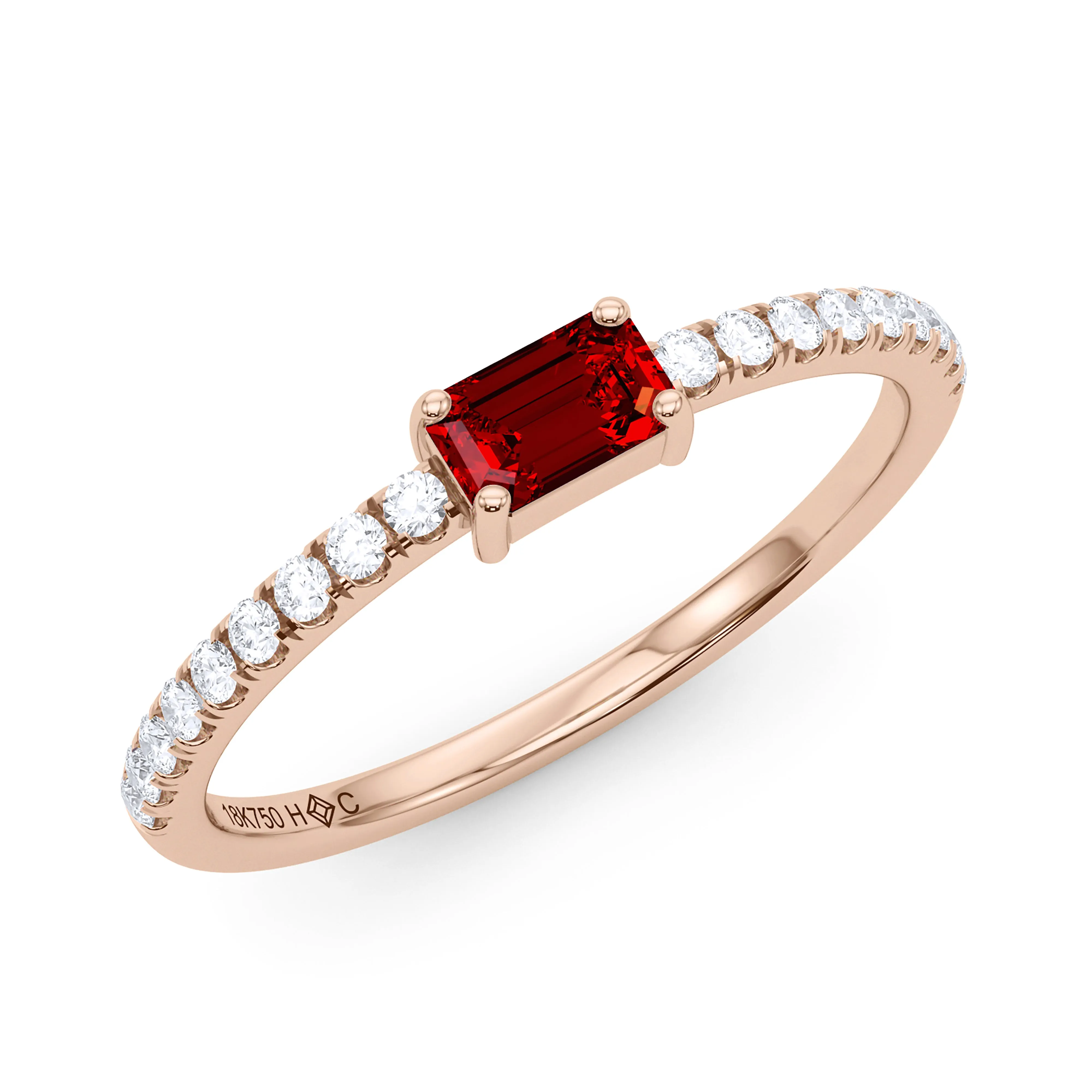 Emerald Birthstone and Pave Lab Grown Diamond Ring