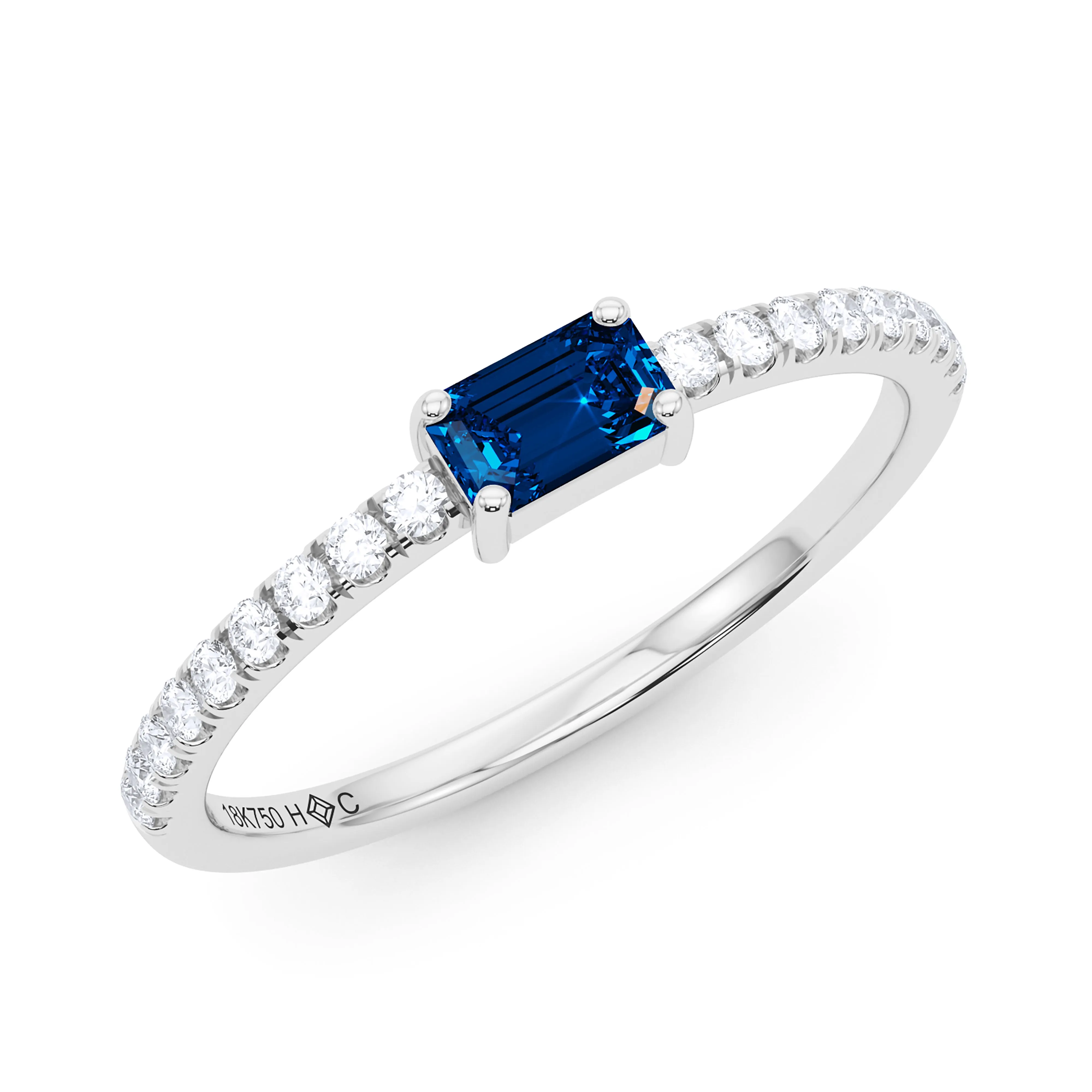 Emerald Birthstone and Pave Lab Grown Diamond Ring