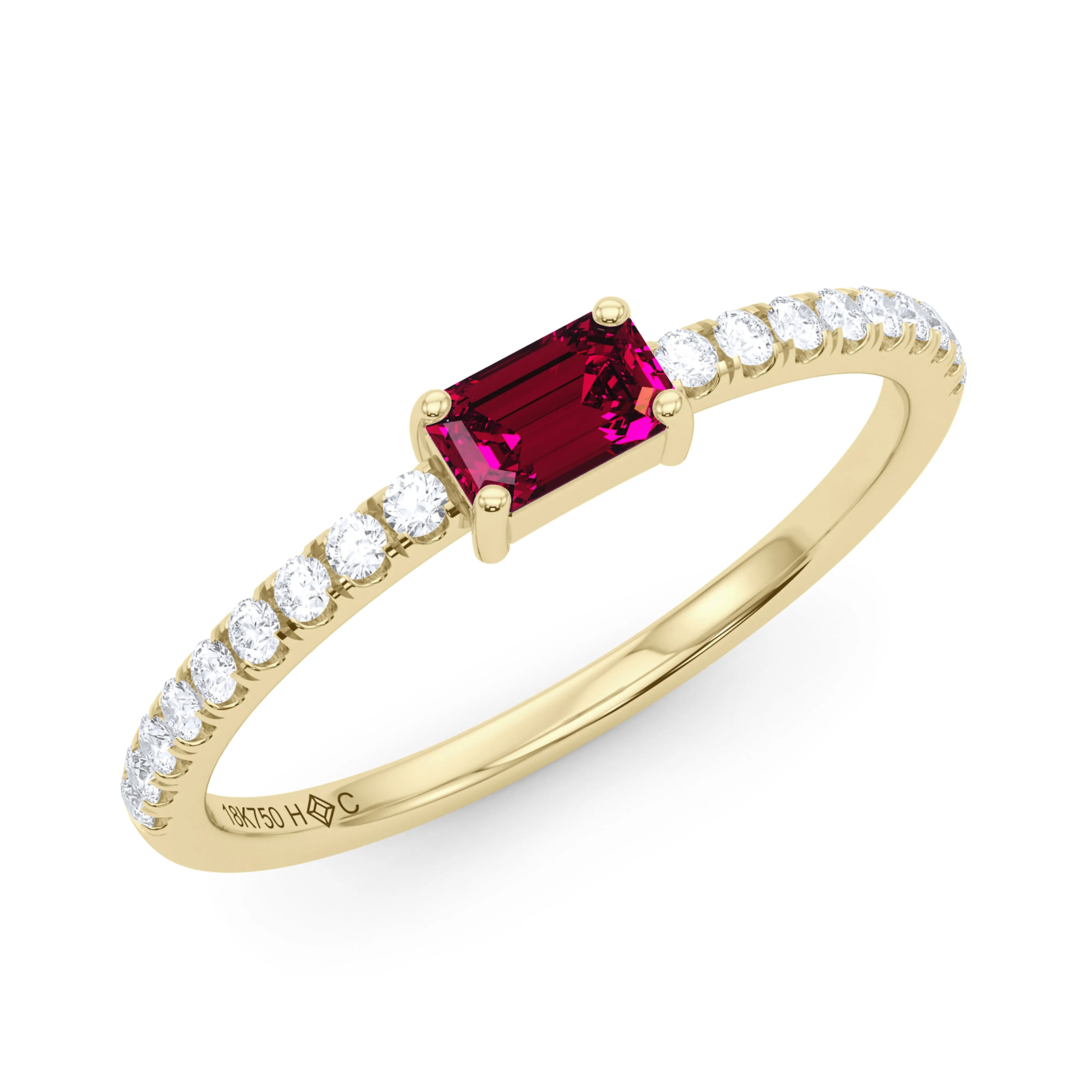 Emerald Birthstone and Pave Lab Grown Diamond Ring