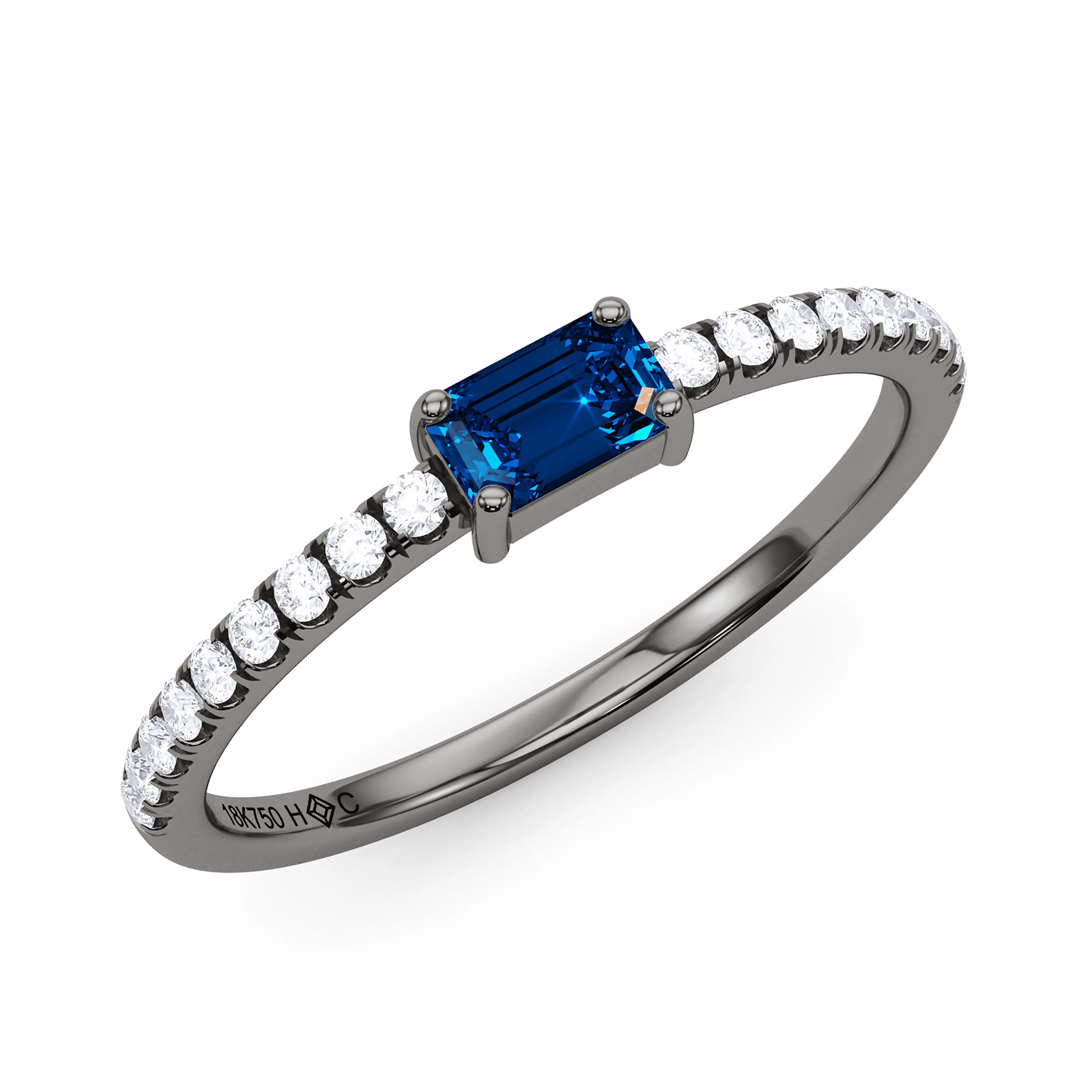 Emerald Birthstone and Pave Lab Grown Diamond Ring