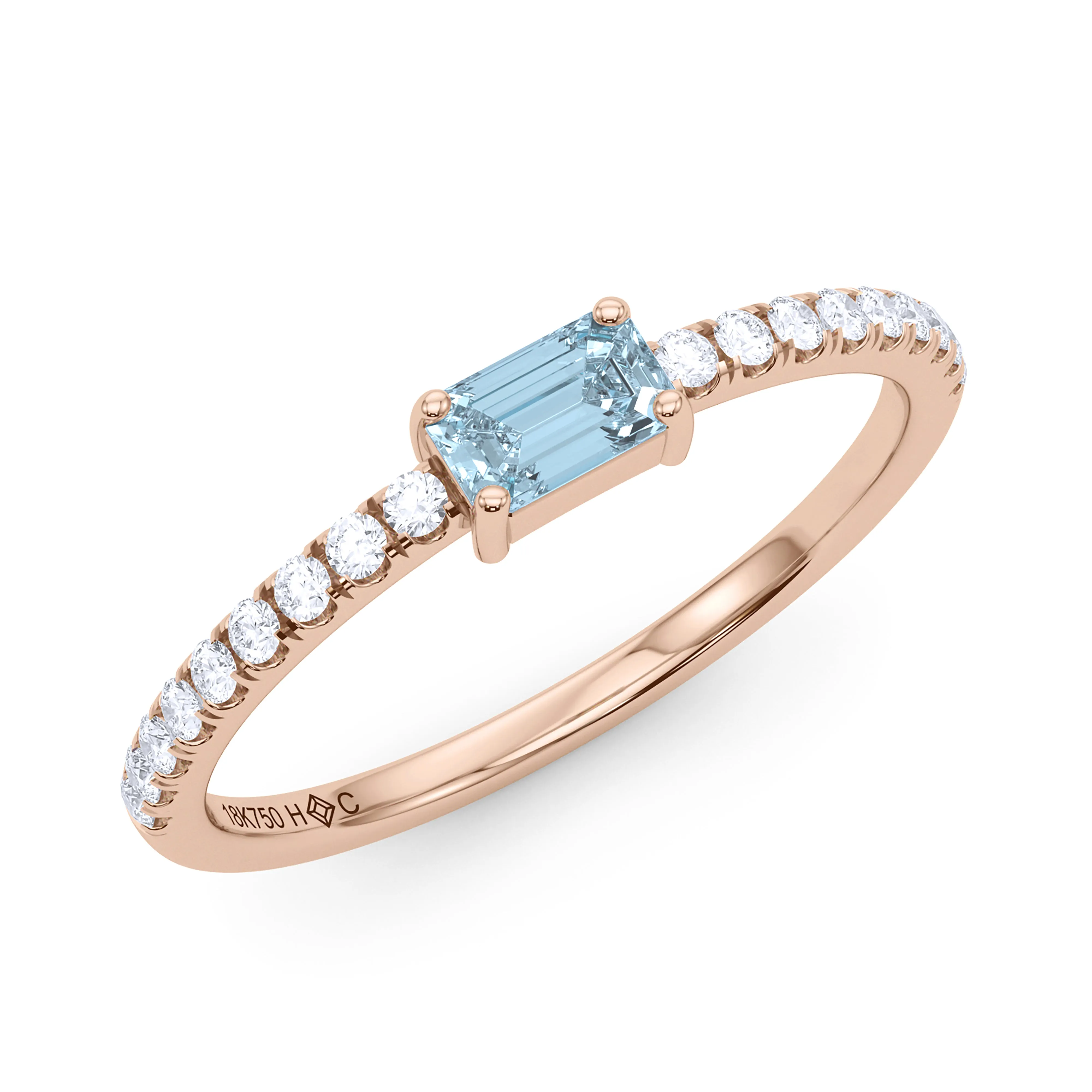 Emerald Birthstone and Pave Lab Grown Diamond Ring