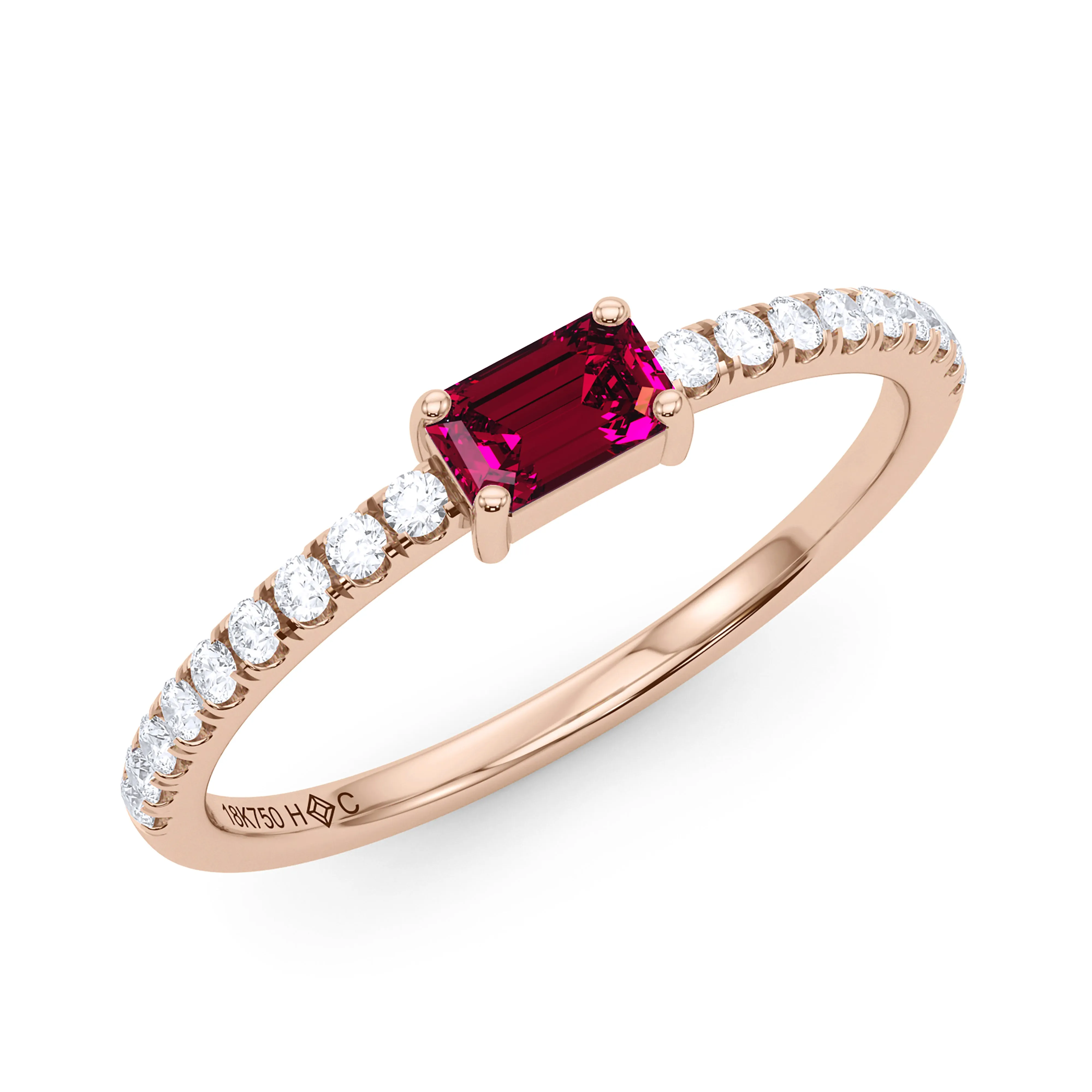 Emerald Birthstone and Pave Lab Grown Diamond Ring