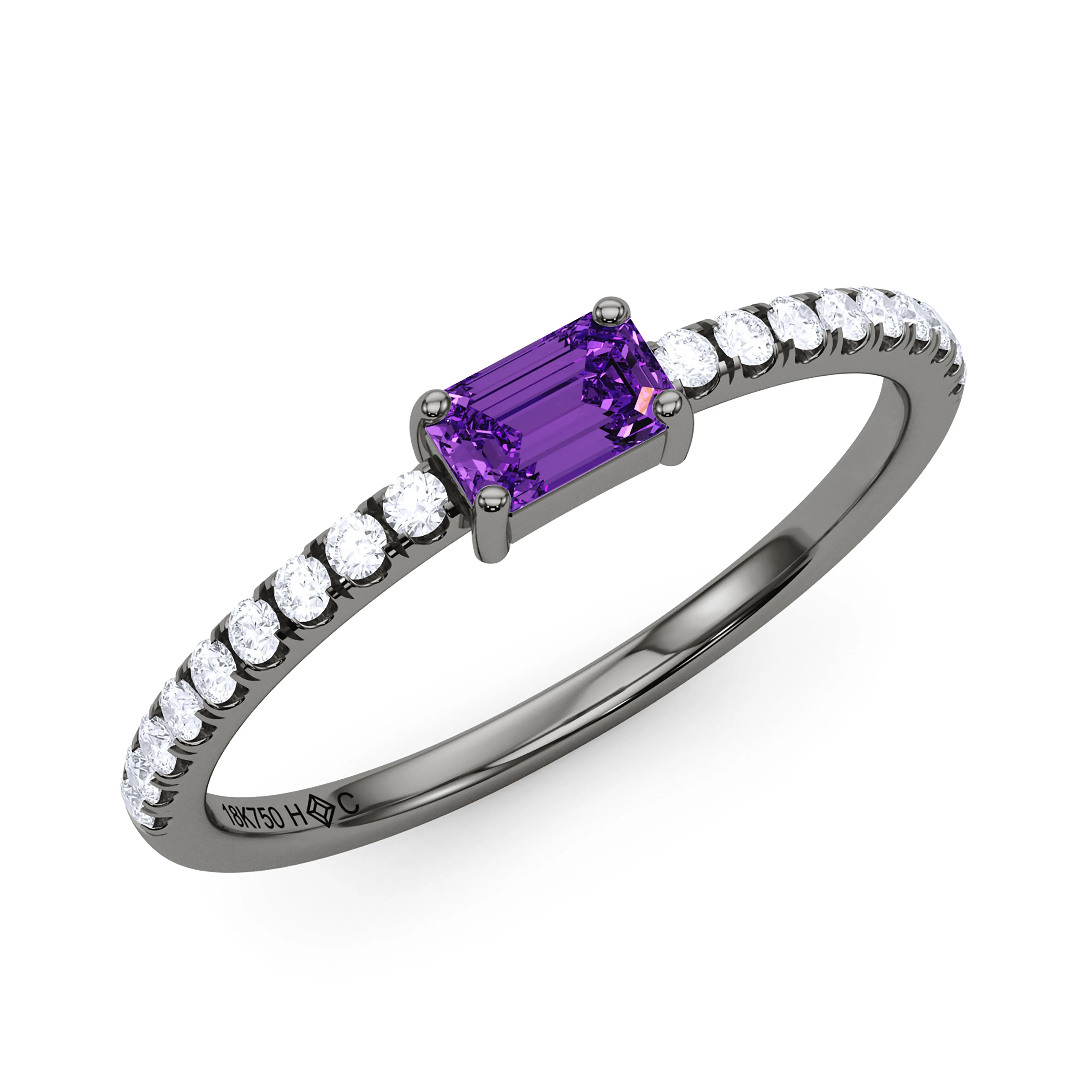 Emerald Birthstone and Pave Lab Grown Diamond Ring