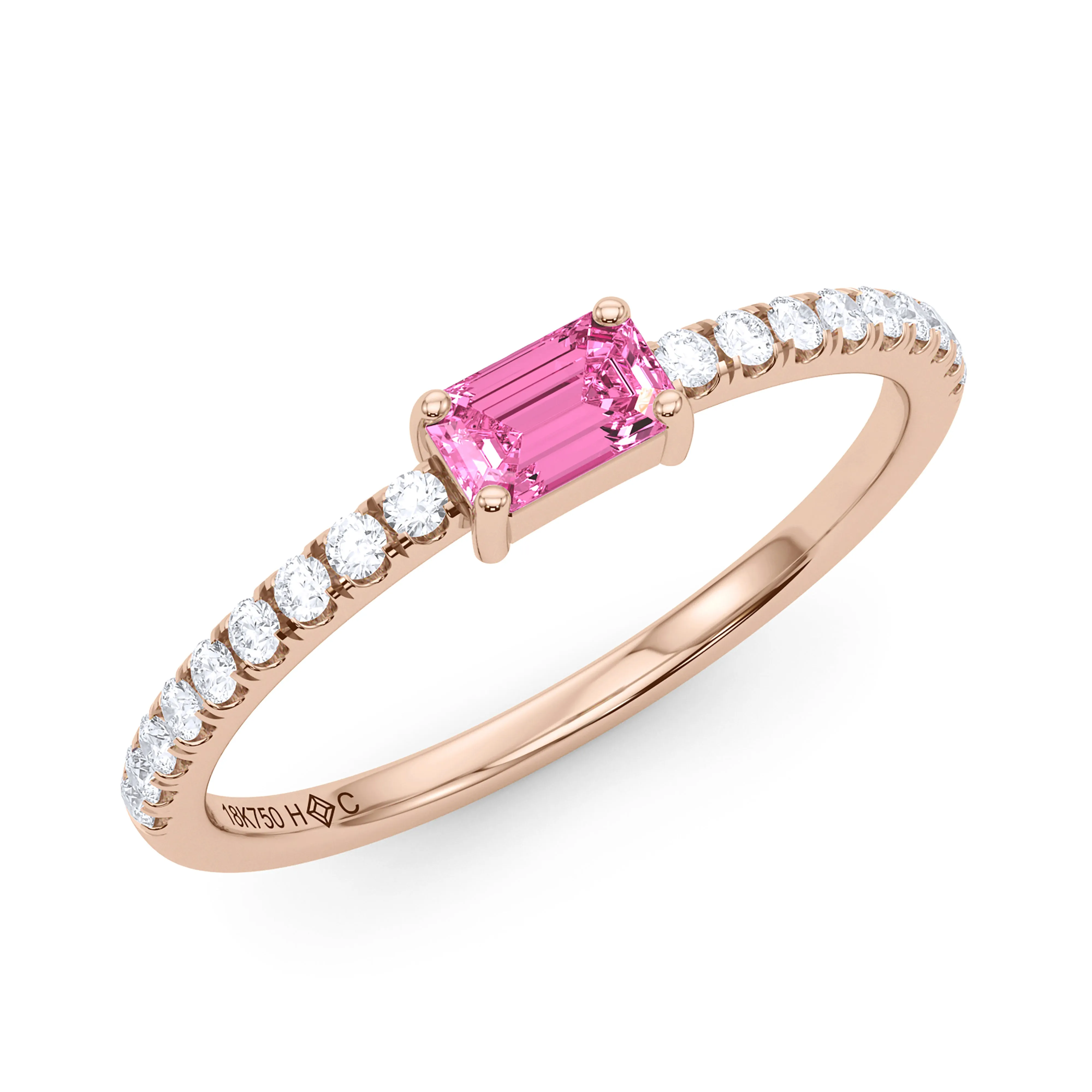 Emerald Birthstone and Pave Lab Grown Diamond Ring