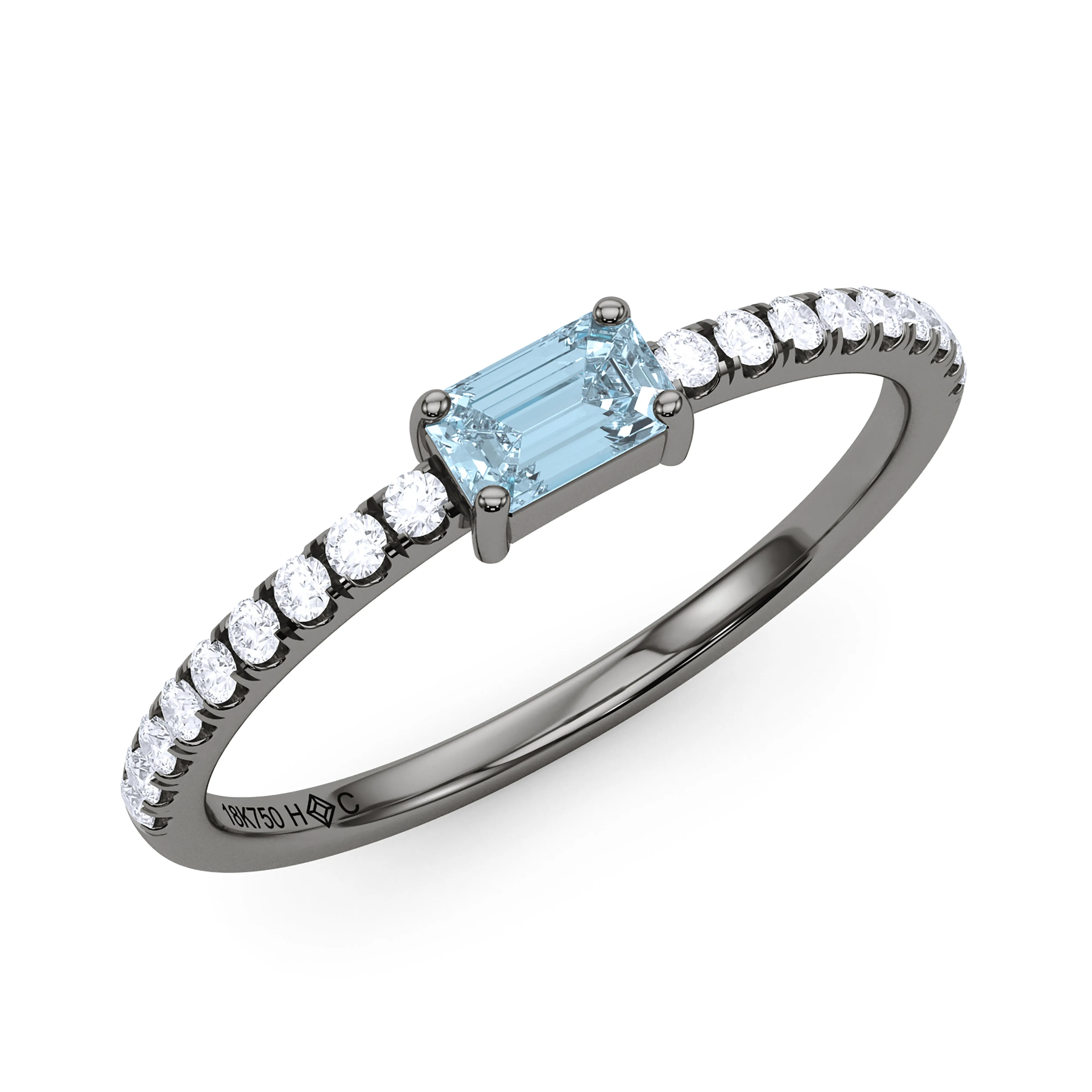 Emerald Birthstone and Pave Lab Grown Diamond Ring