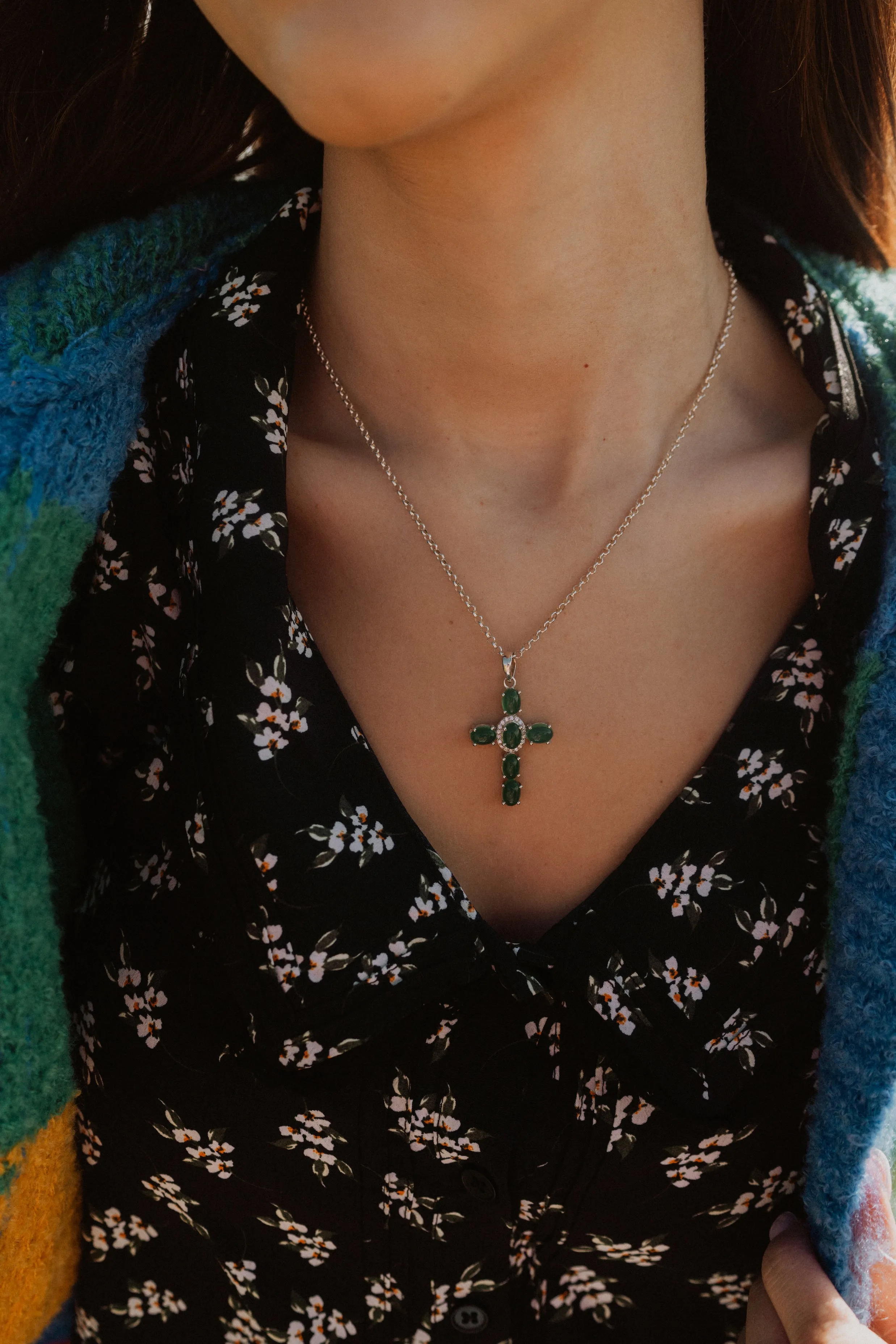 Emerald Cross Necklace