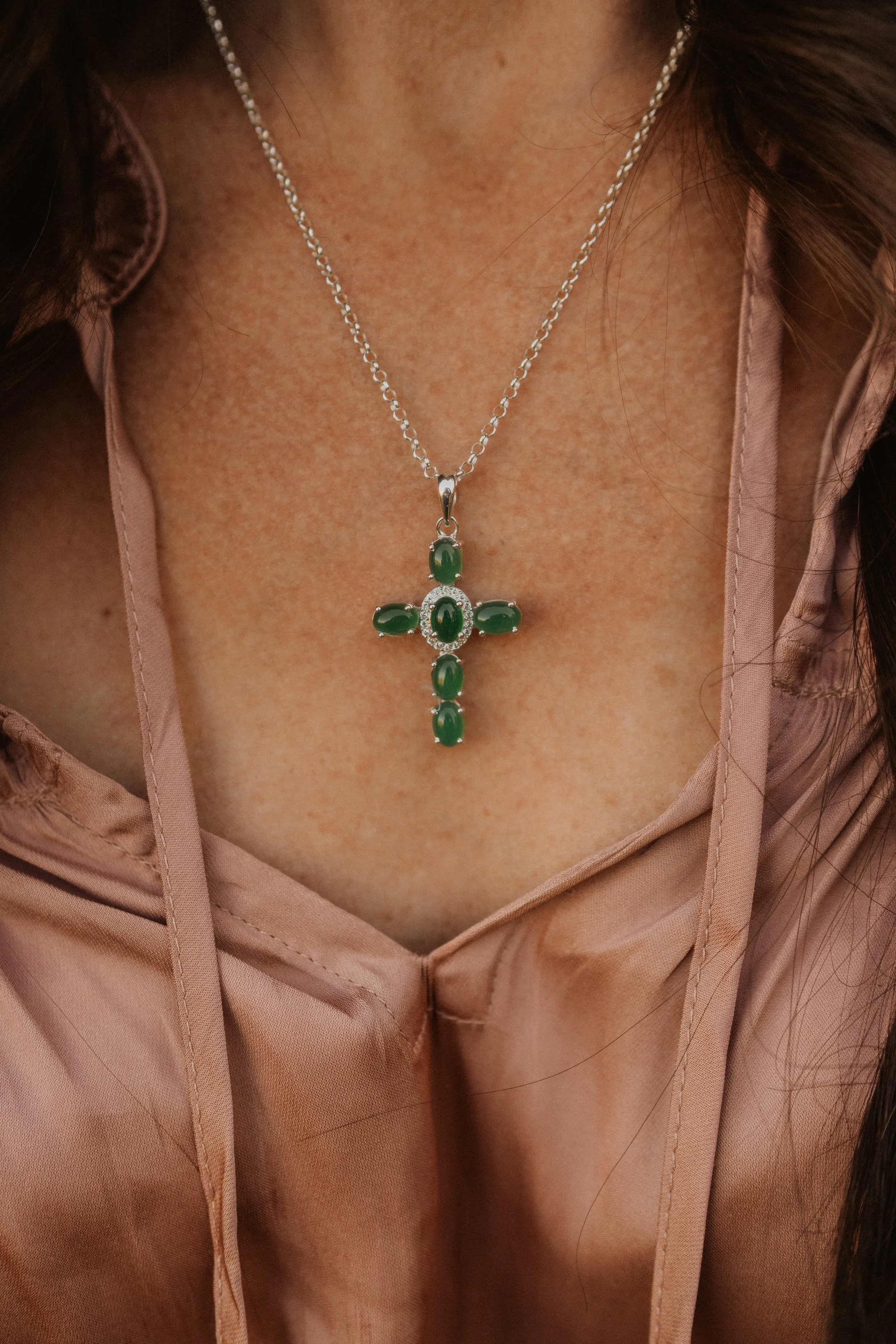 Emerald Cross Necklace