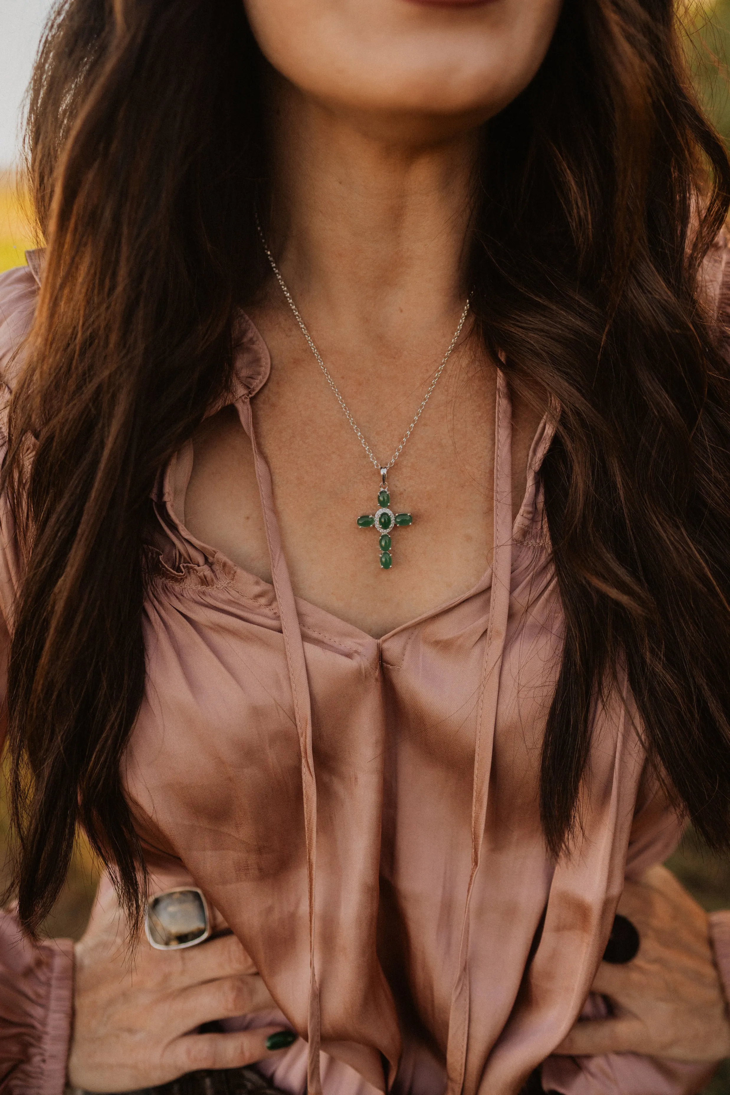 Emerald Cross Necklace