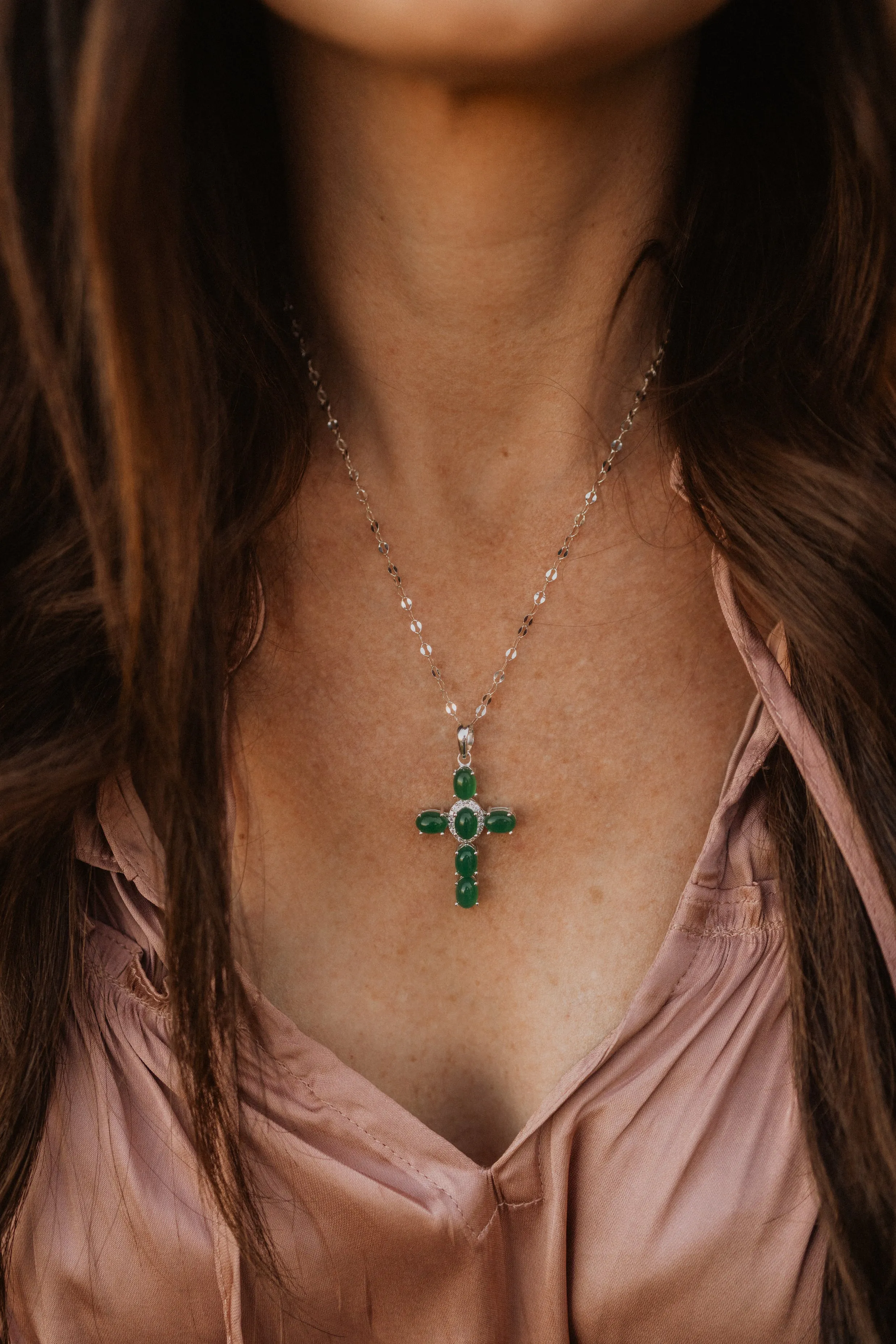 Emerald Cross Necklace
