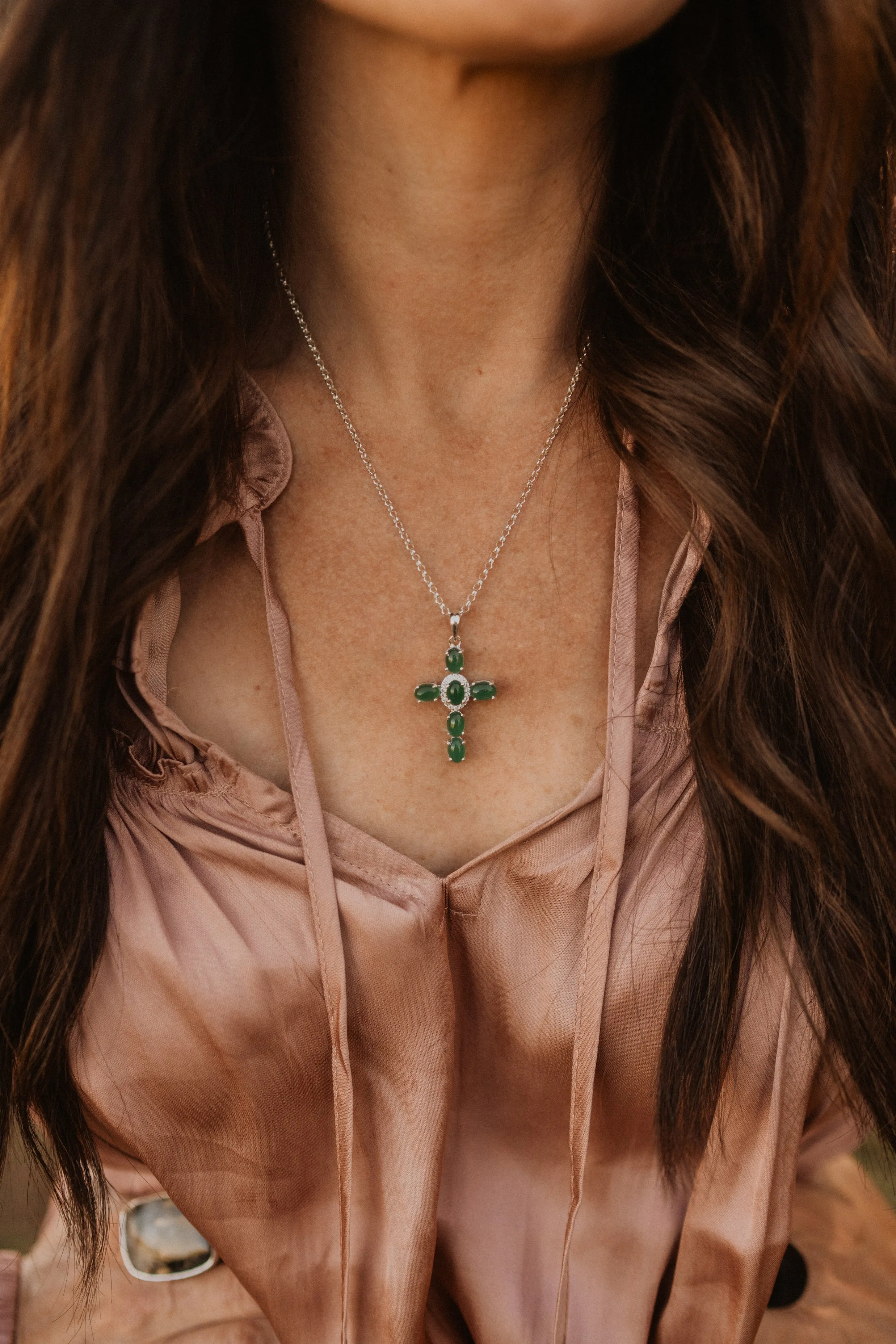 Emerald Cross Necklace