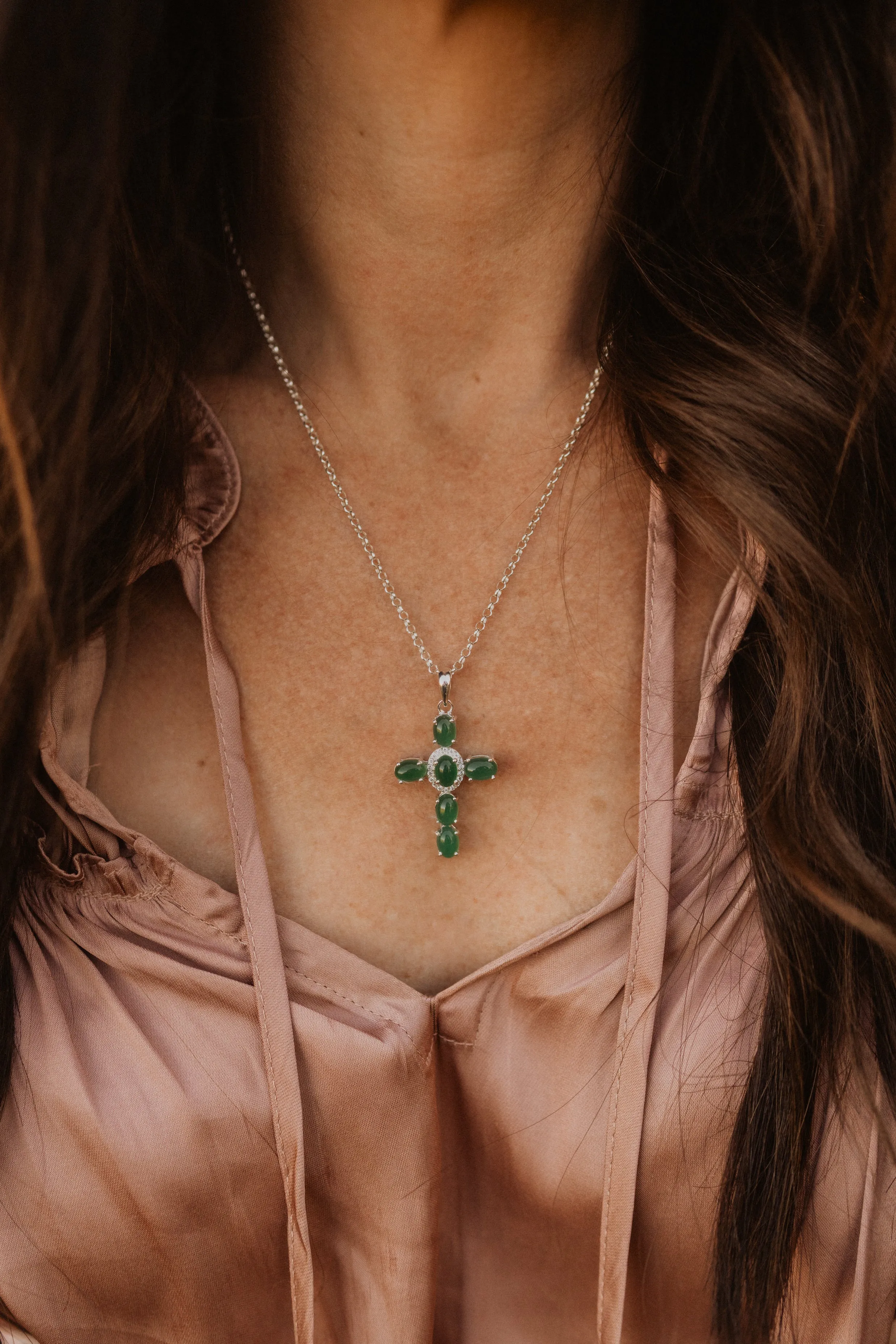 Emerald Cross Necklace
