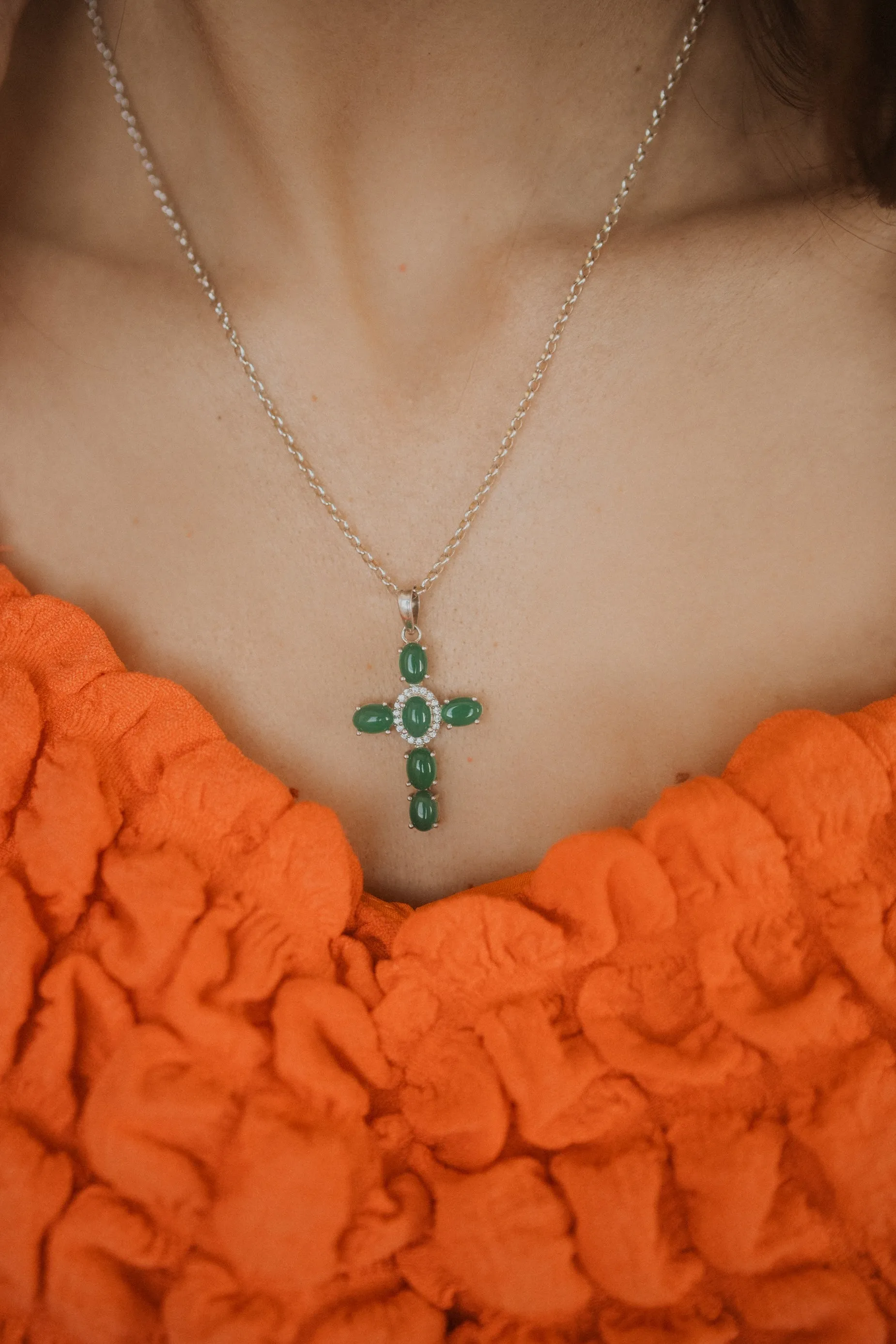 Emerald Cross Necklace