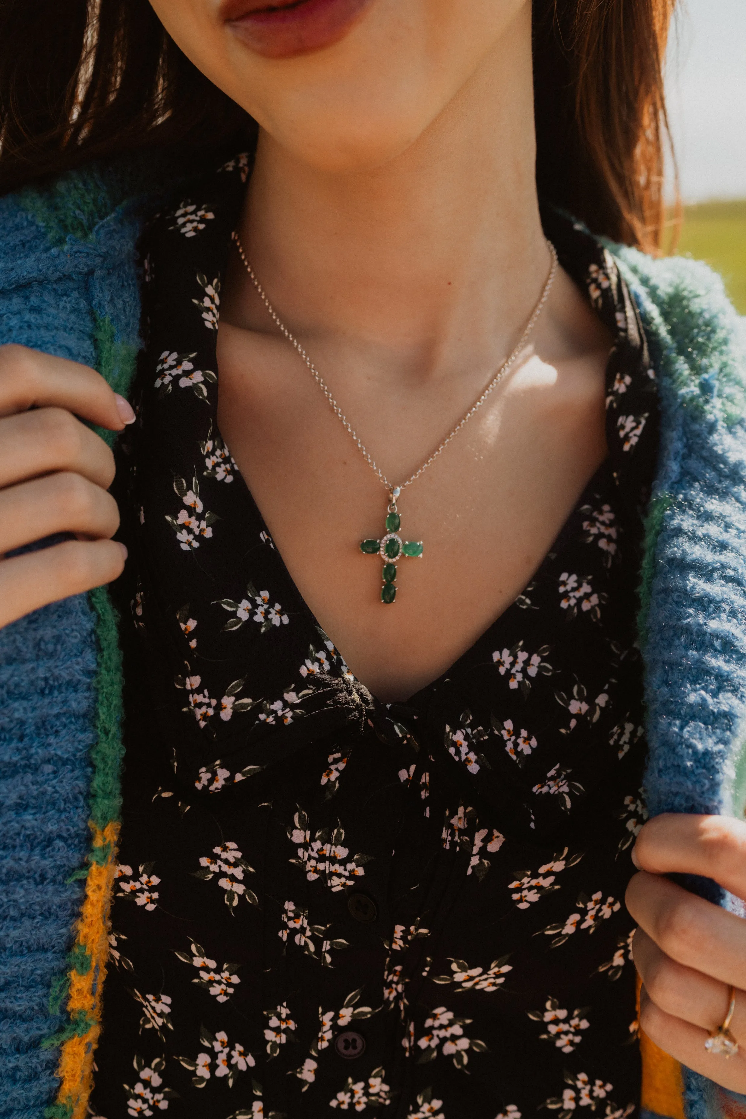 Emerald Cross Necklace