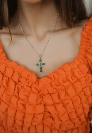 Emerald Cross Necklace