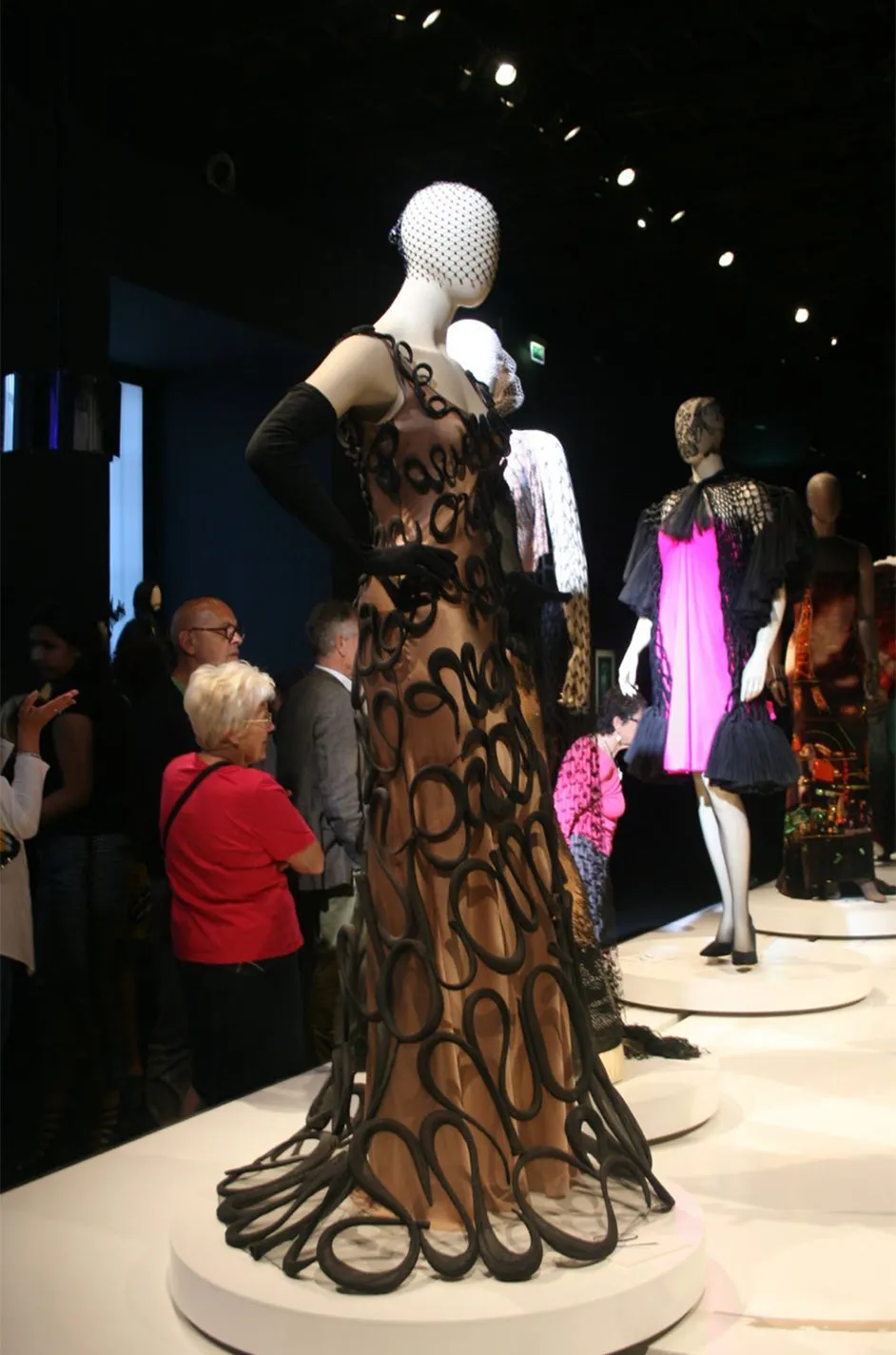 Exquisite Fall 2000 Jean Paul Gaultier Haute Couture Nude & Black Net 3D 'Script' Dress