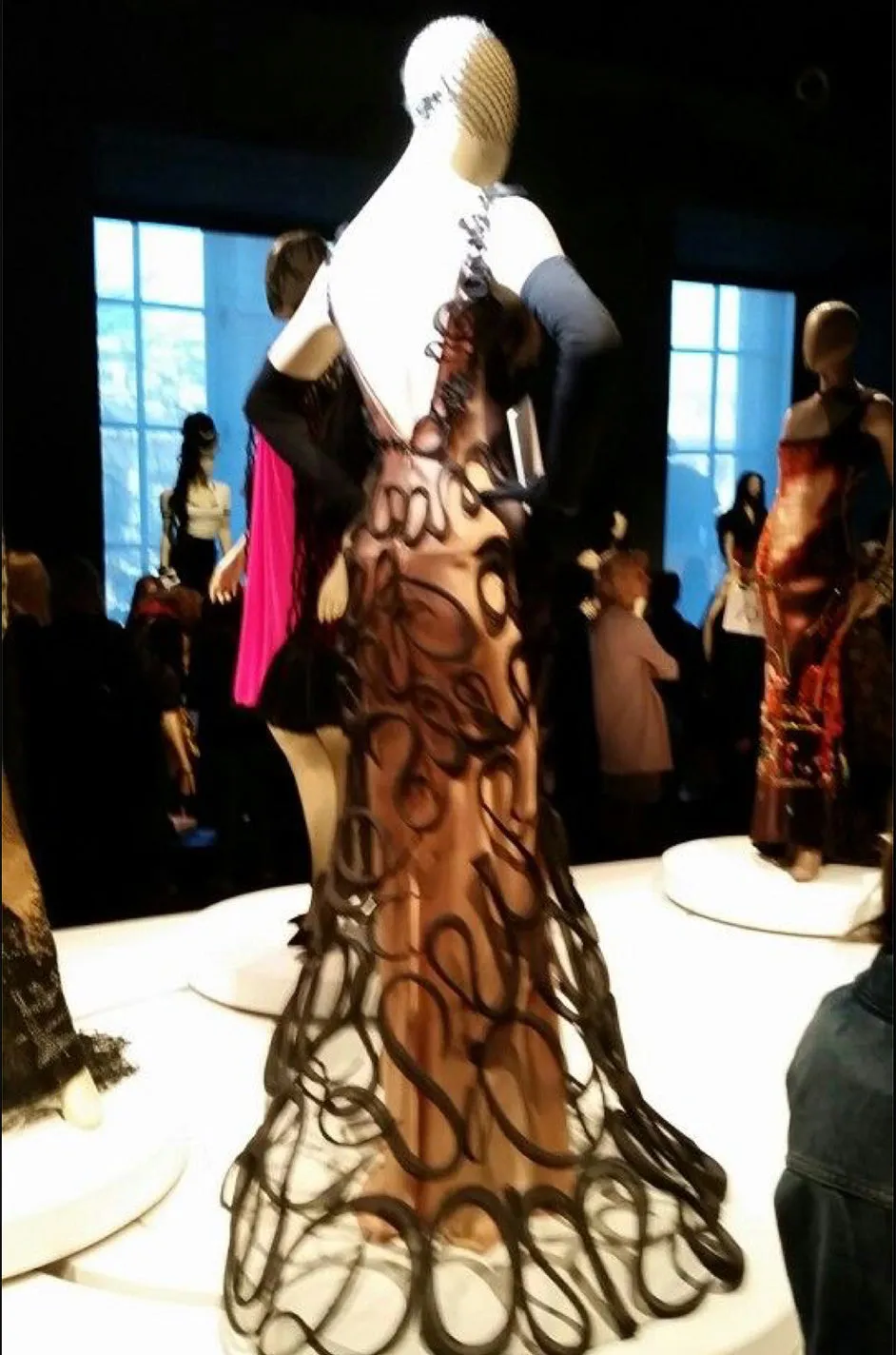 Exquisite Fall 2000 Jean Paul Gaultier Haute Couture Nude & Black Net 3D 'Script' Dress