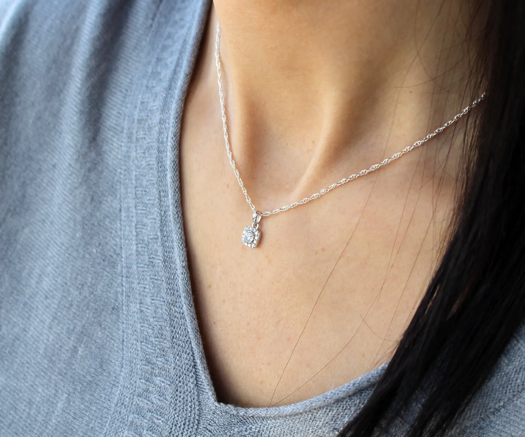 Fancy Cushion Halo Diamond Pendant