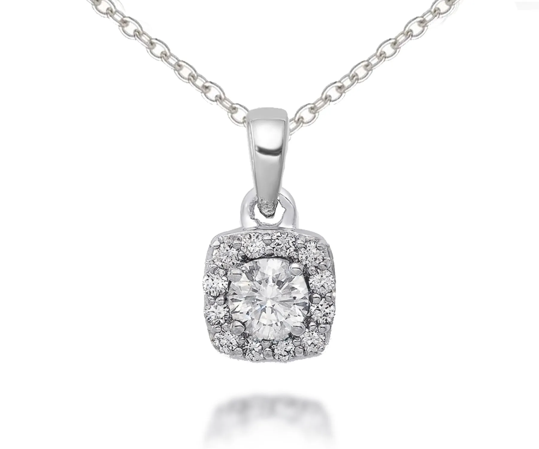 Fancy Cushion Halo Diamond Pendant