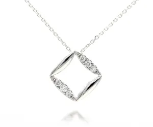Fancy Open Square Small Diamond Necklace