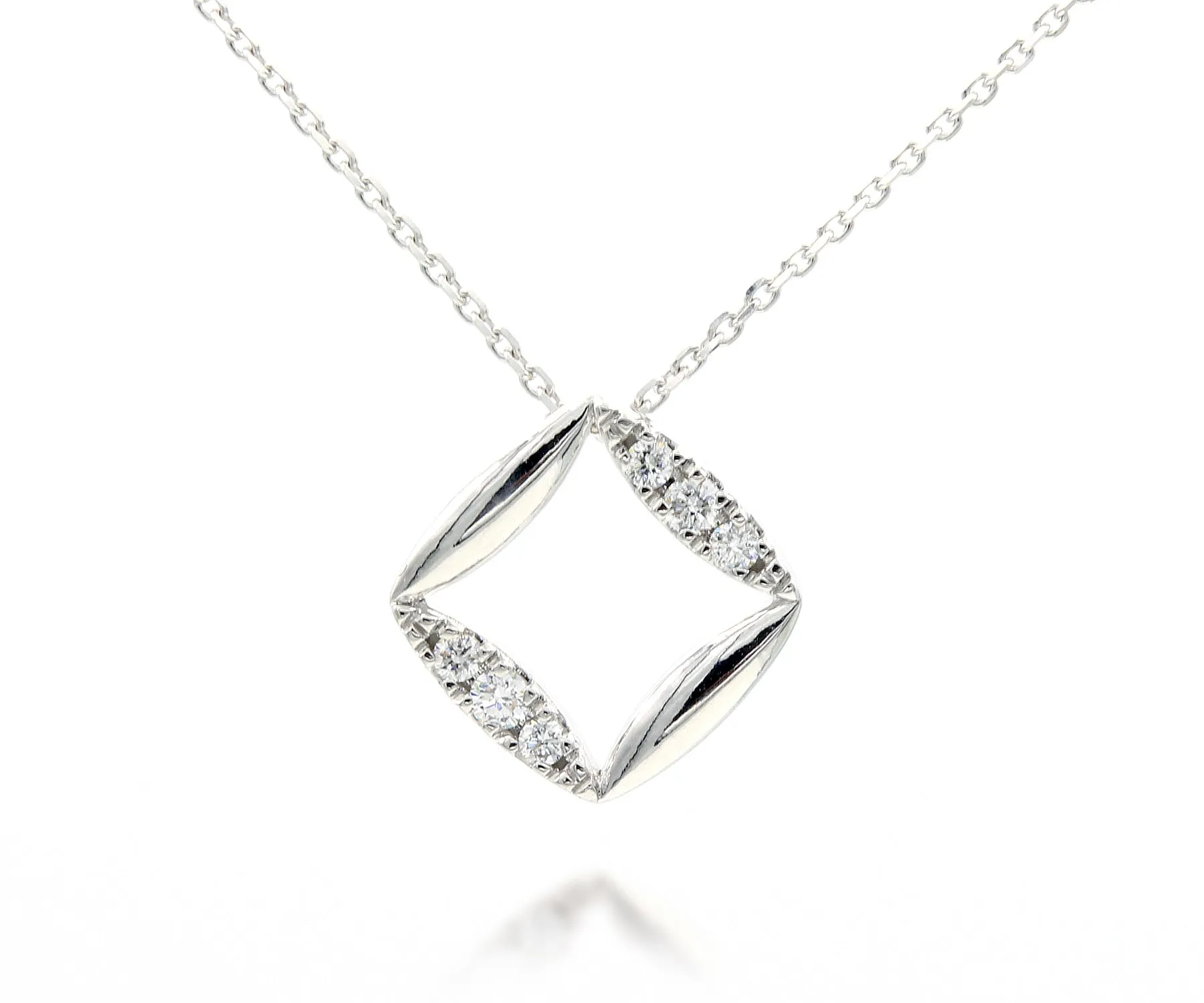 Fancy Open Square Small Diamond Necklace