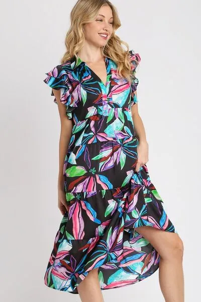Flair For Style Black Tiered Midi Dress