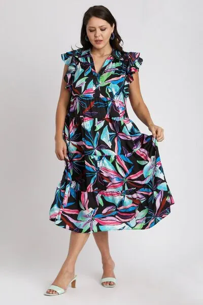 Flair For Style Black Tiered Midi Dress