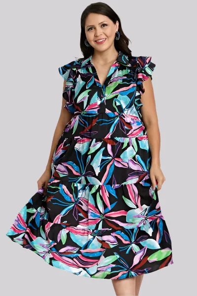 Flair For Style Black Tiered Midi Dress
