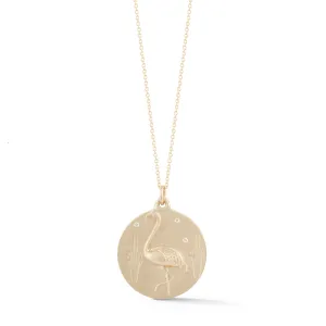 Flamingo Solid 14K Gold Charm Chain Necklace with Diamonds