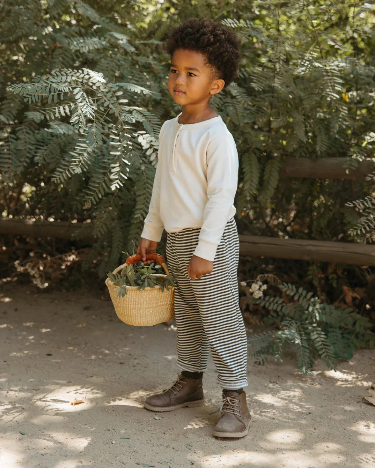 French Terry Charlie Pant - Green Stripe