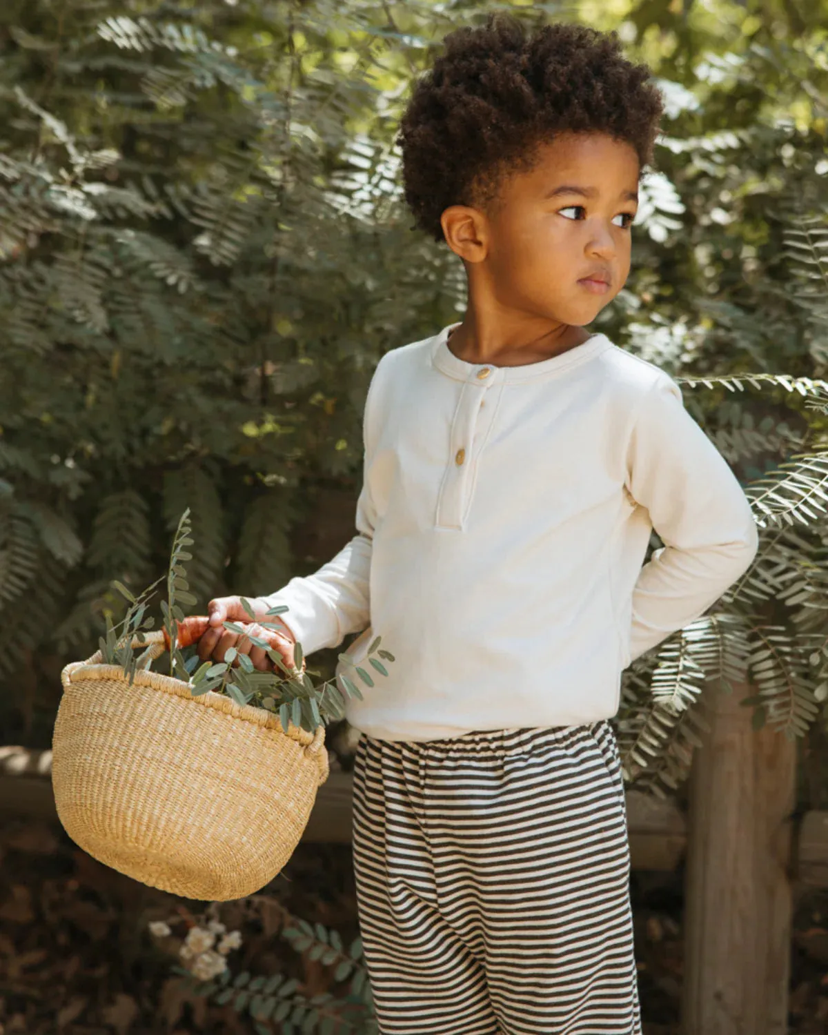 French Terry Charlie Pant - Green Stripe