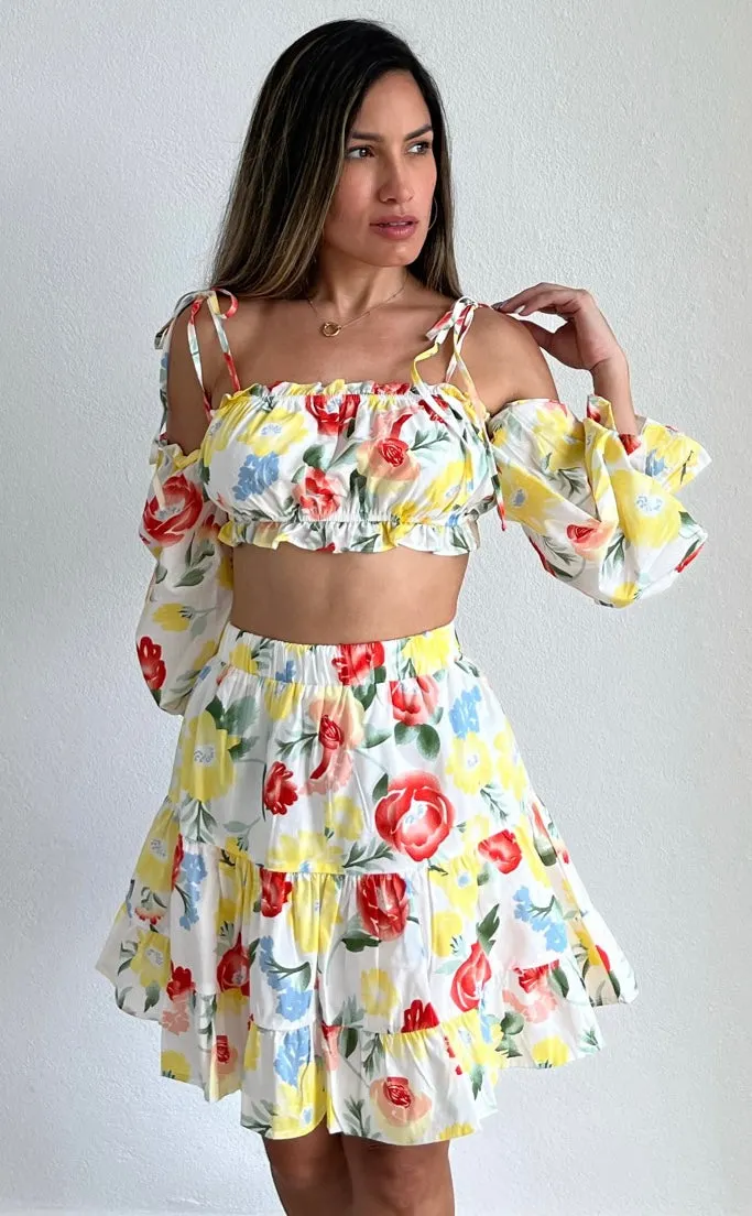 Fresh Picked Floral White Two-Piece Set