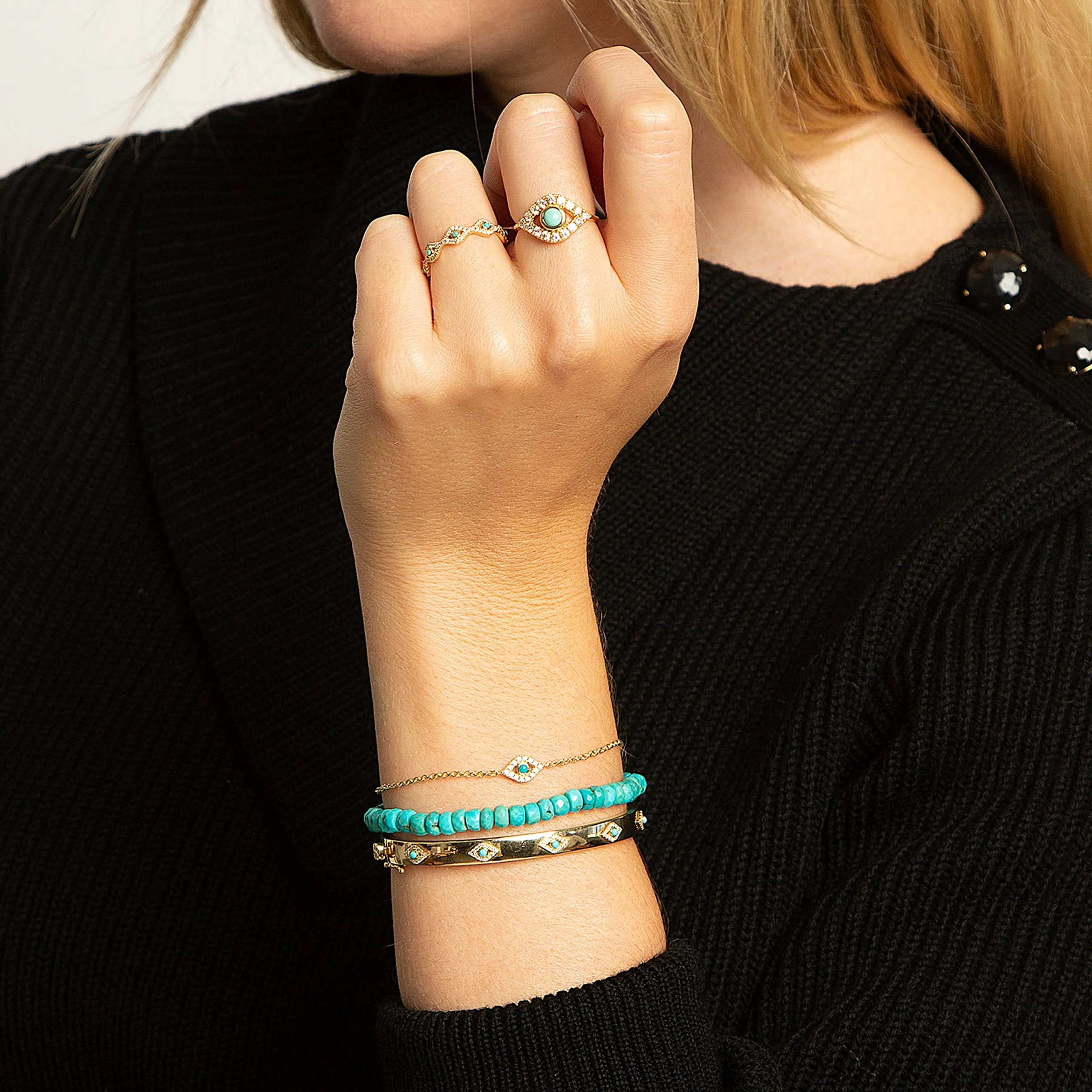 Gold & Diamond Multi Eye Bangle