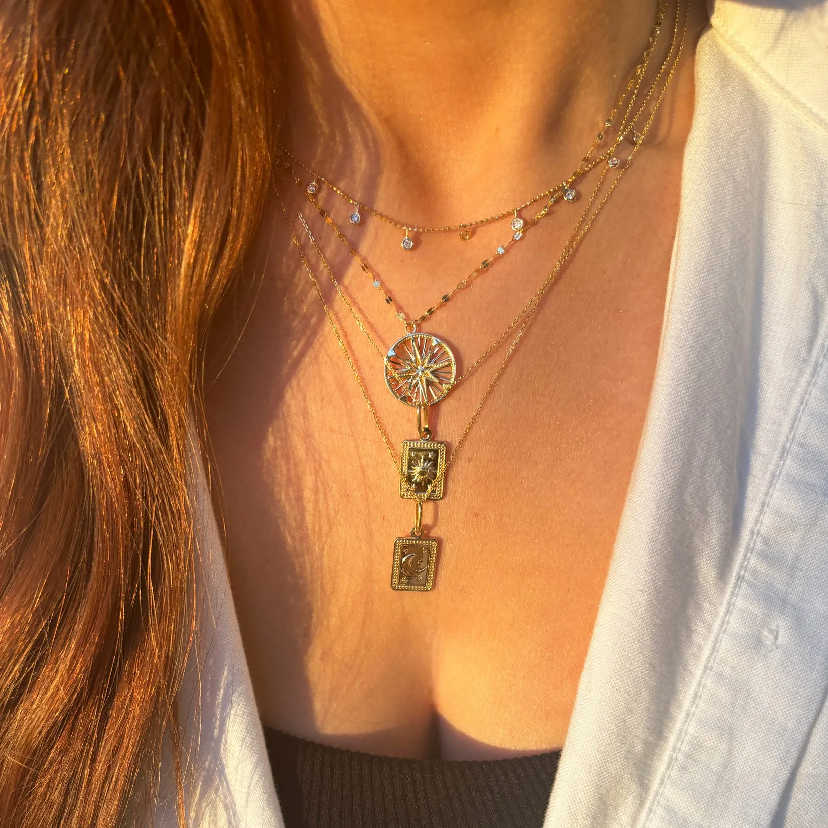 Gold Sun Tag Necklace