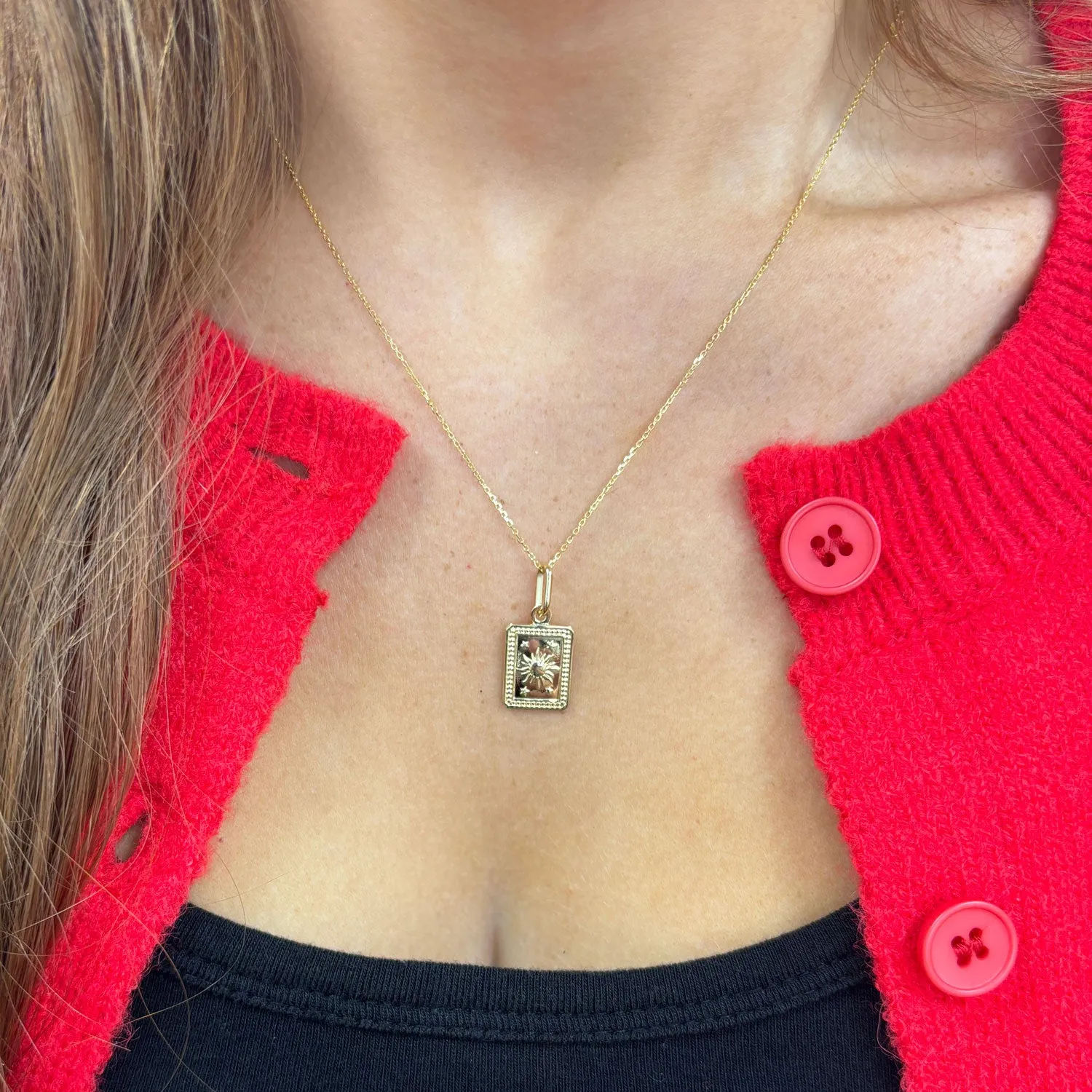 Gold Sun Tag Necklace
