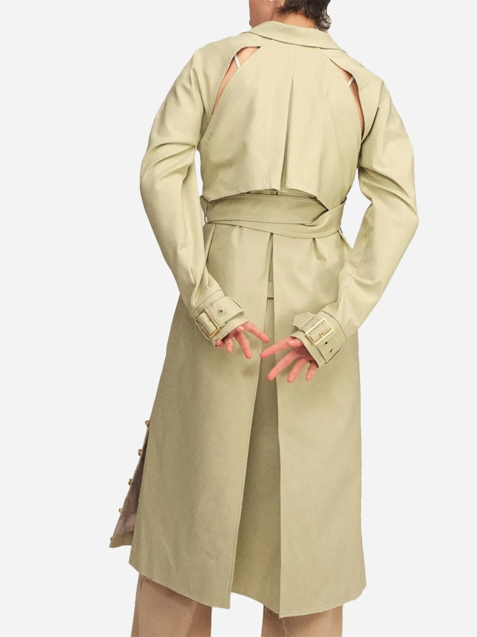 HAN WEN STUDIO Layered-Back Cotton Trench Coat