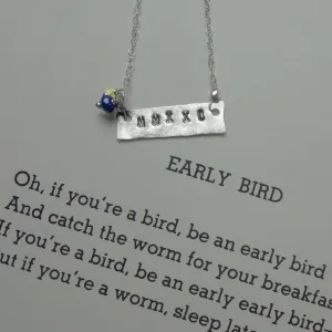 Hand hammered silver with your school colors necklace SMALL block letters