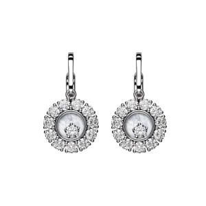 Happy Diamonds Ethical White Gold Mother of Pearl Dangling Diamond Pavé Earrings