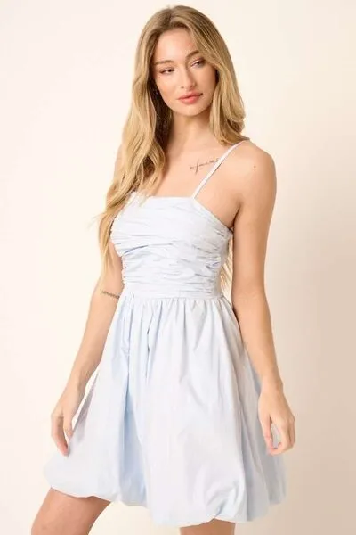 Hazel Blues® |  Mittoshop Ruched Detail Bubble Hem Mini Dress