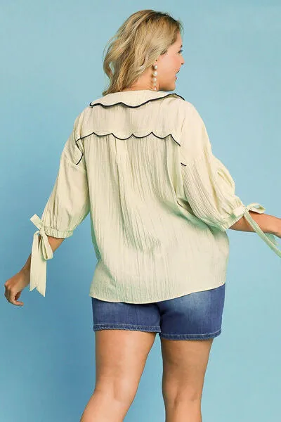 Hazel Blues® | Umgee Embroidered Detail Button Down Shirt