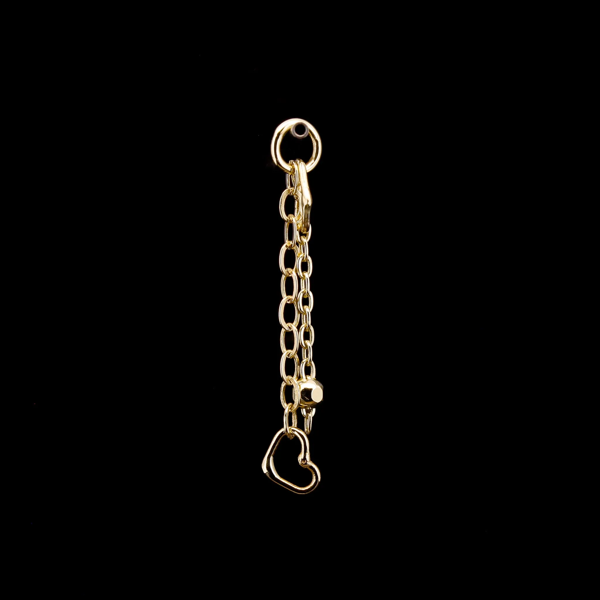 Heart   Bead Chain Charm - 14kt Yellow Gold