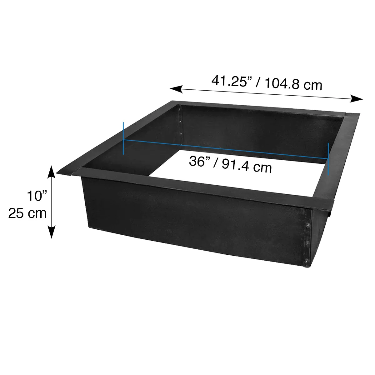 Heavy Gauge 36 in. Square x 10 in. High Fire Ring