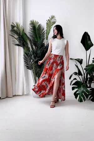 HEAVY TROPICS LEAF MAXI SKIRT IN TIGER