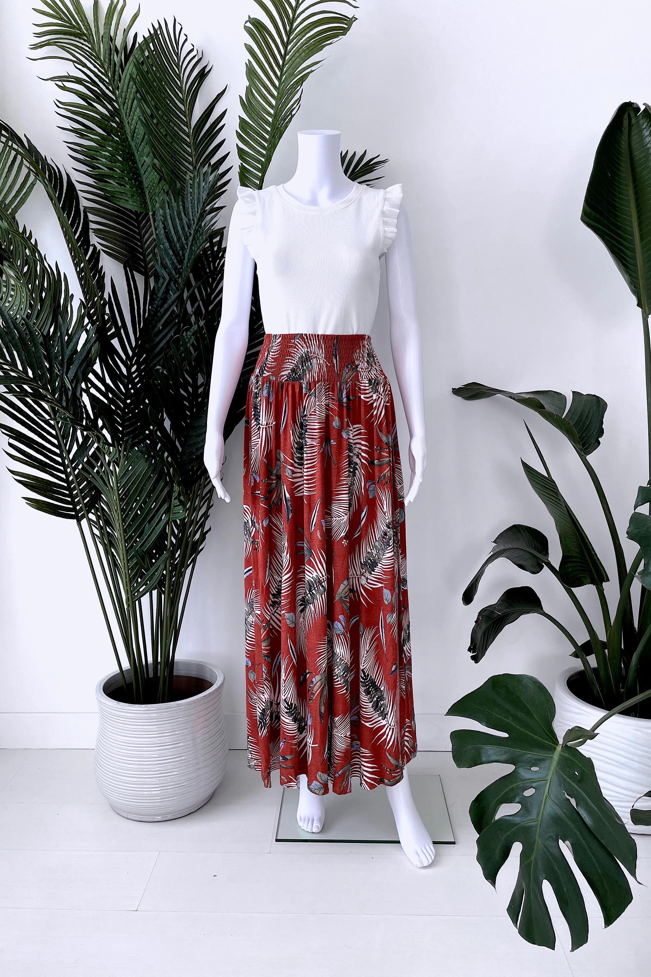 HEAVY TROPICS LEAF MAXI SKIRT IN TIGER