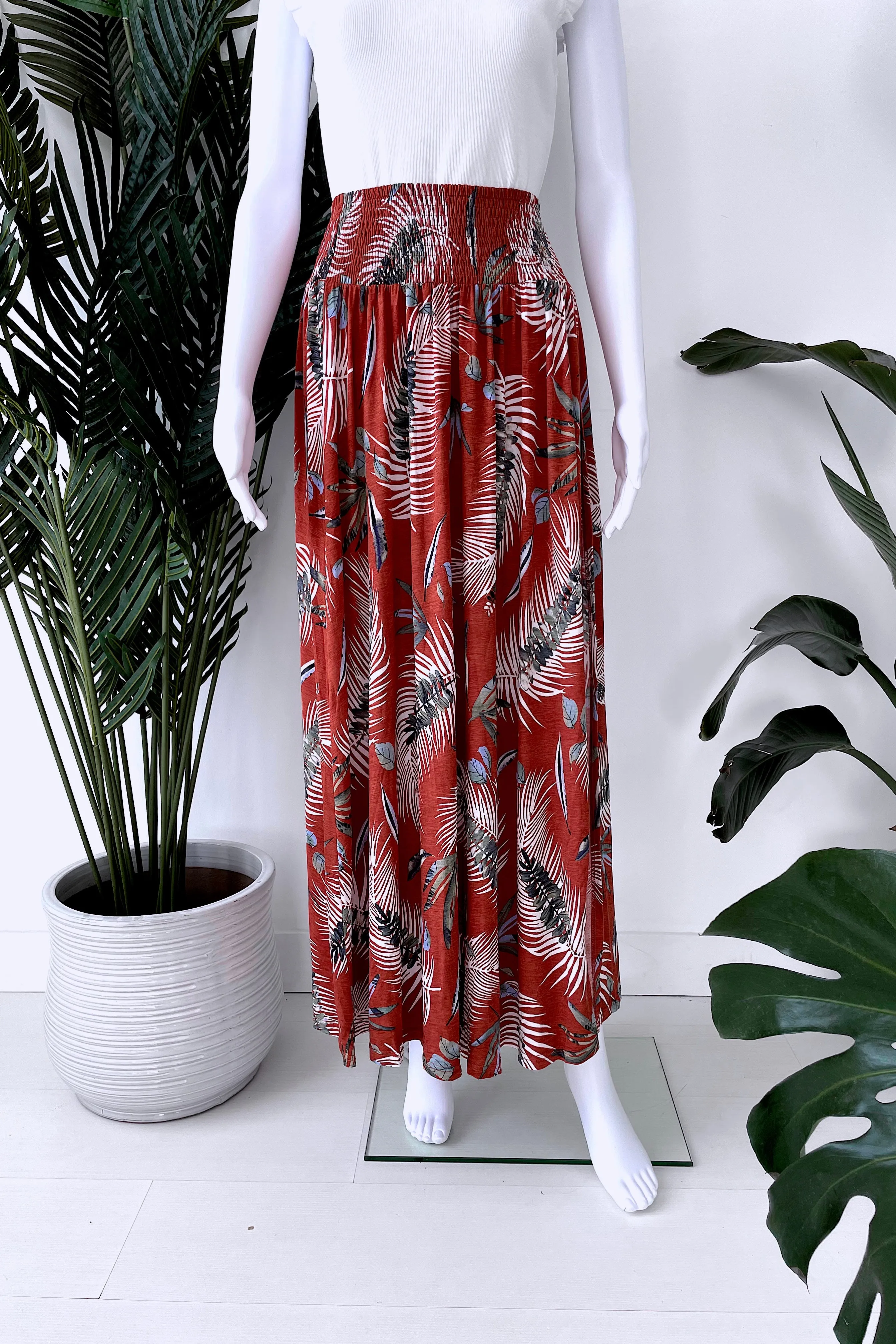 HEAVY TROPICS LEAF MAXI SKIRT IN TIGER