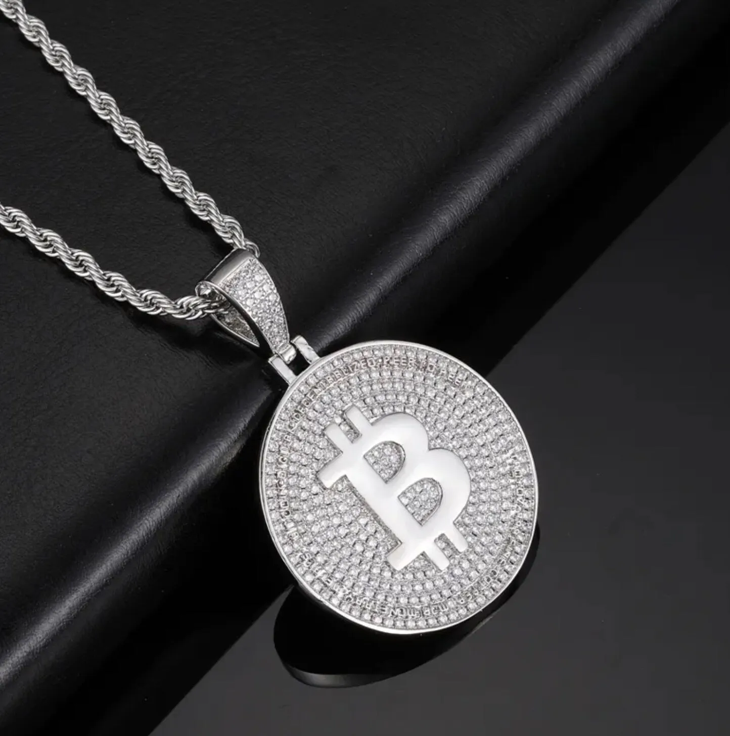 Hip Hop Pendant | Iced Out Pendant | Diamond Bitcoin Pendant | Hip Hop Chain | Bitcoin Pendant | Hip Hop Jewelry | Bitcoin Necklace