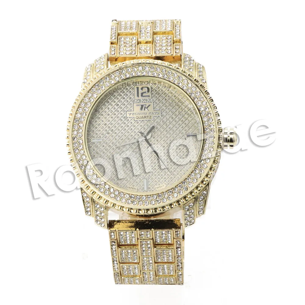 HIP HOP RAONHAZAE LIL WAYNE LUXURY GOLD FINISHED LAB DIAMOND WATCH X5