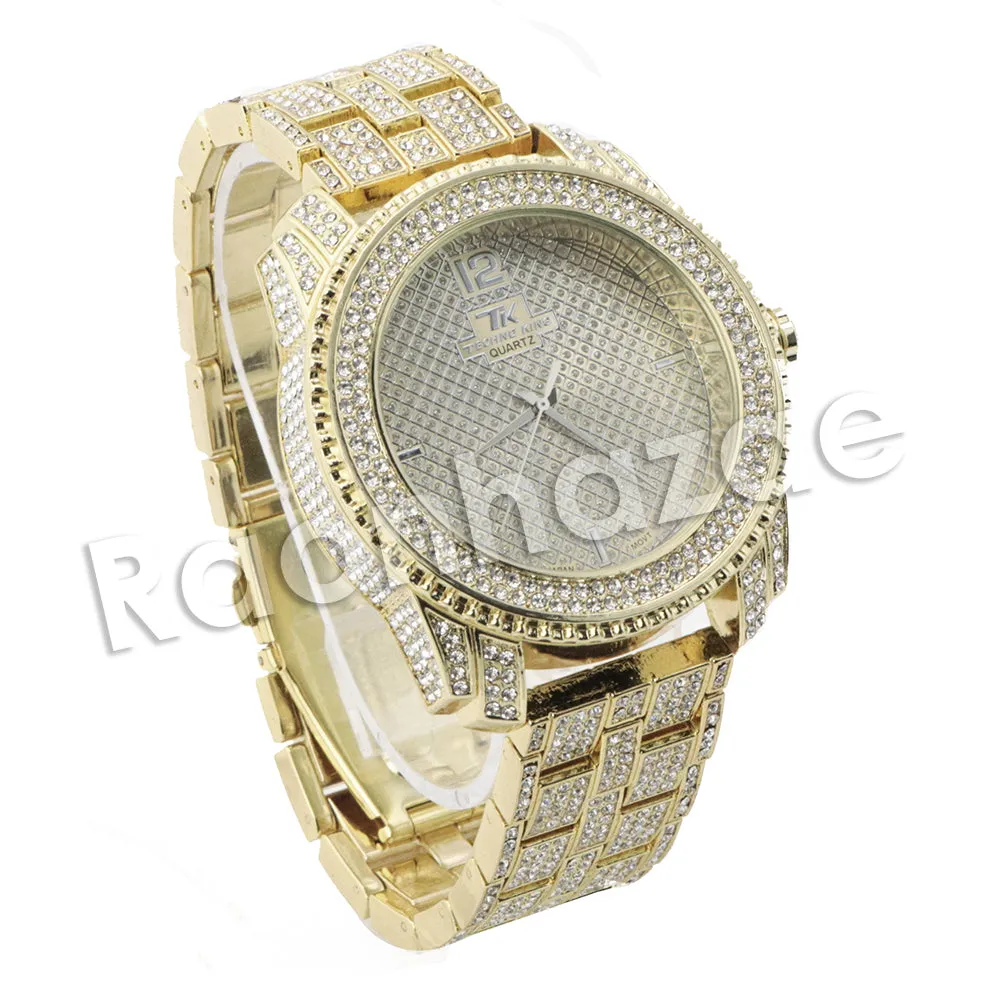 HIP HOP RAONHAZAE LIL WAYNE LUXURY GOLD FINISHED LAB DIAMOND WATCH X5