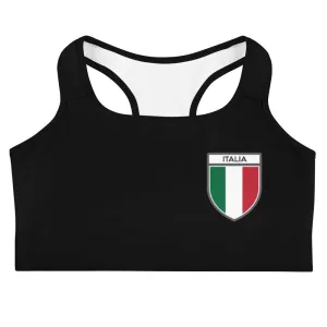 Italia - Italienne - Soutien gorge de Sport noir au blason italien