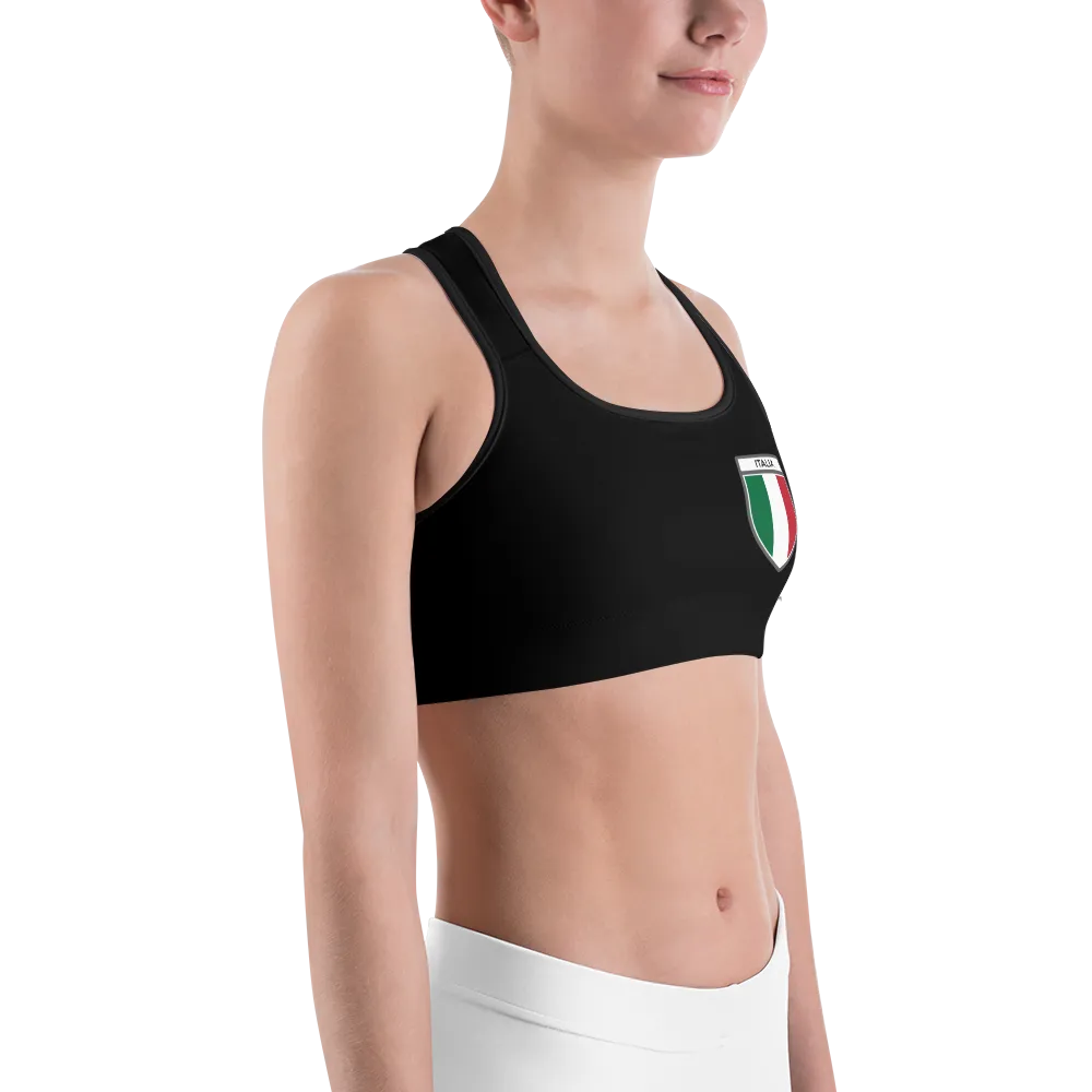 Italia - Italienne - Soutien gorge de Sport noir au blason italien