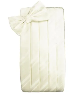 Ivory Striped Satin Cummerbund